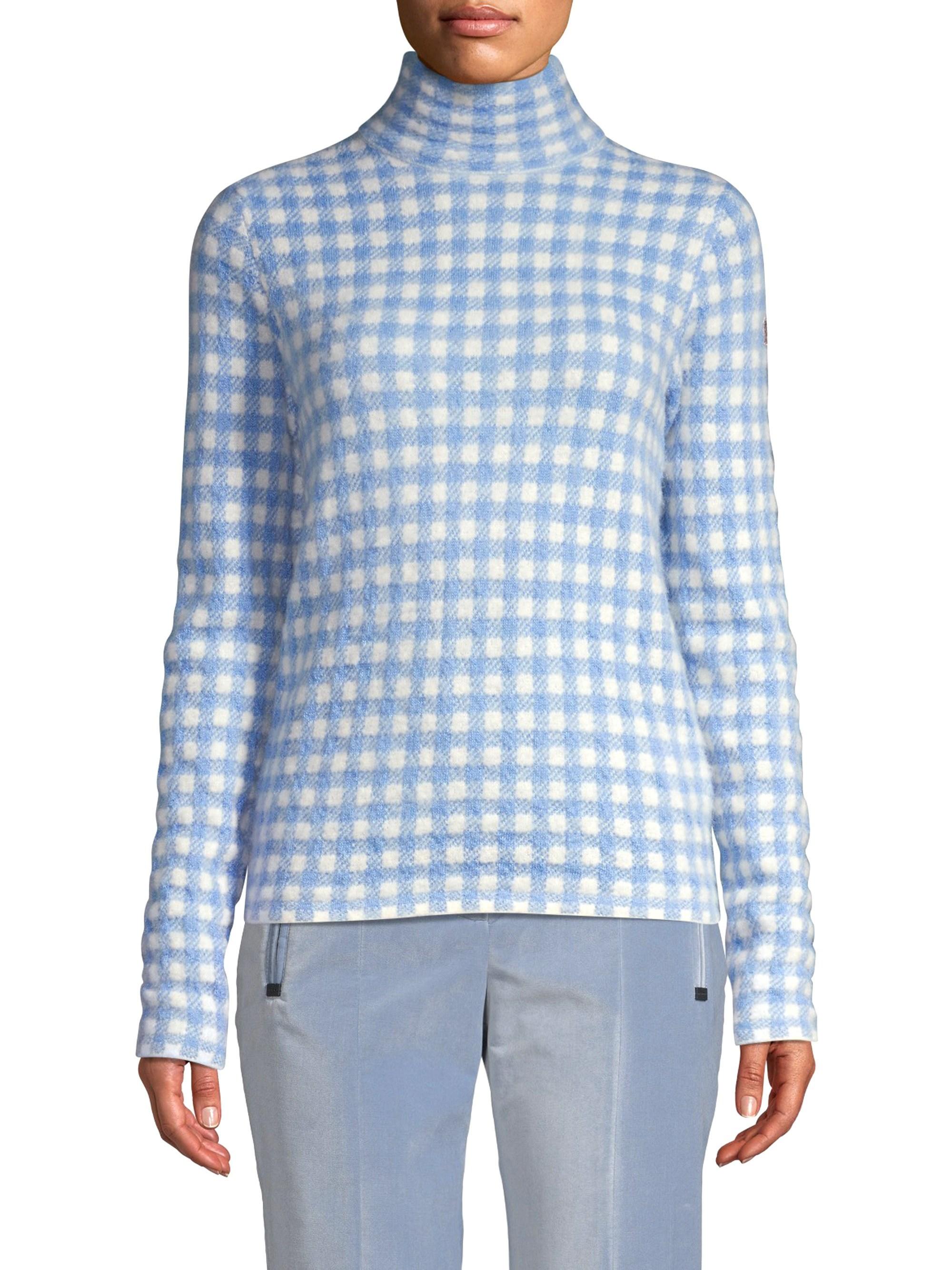 blue gingham sweater
