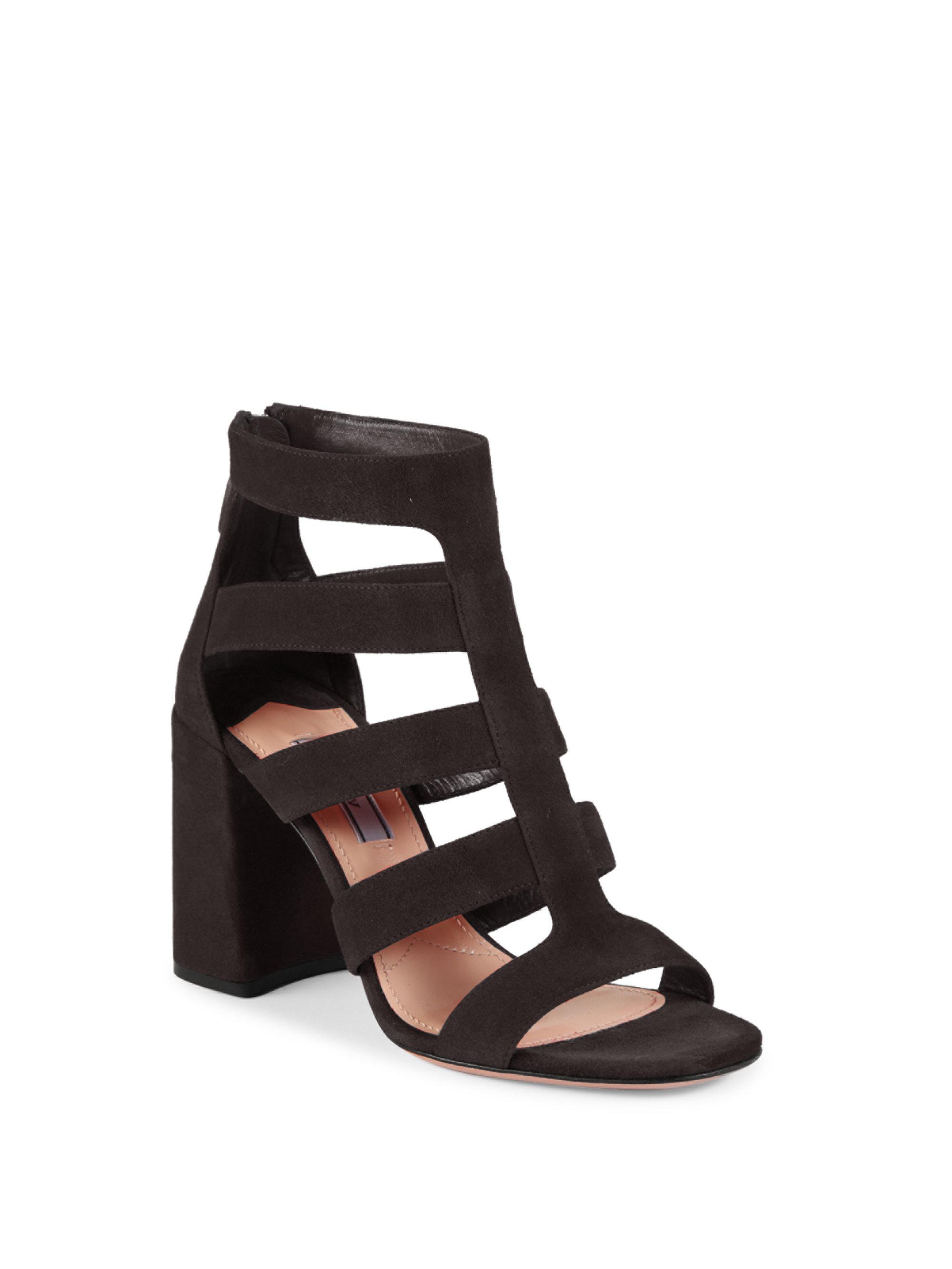 black block heel gladiator sandals