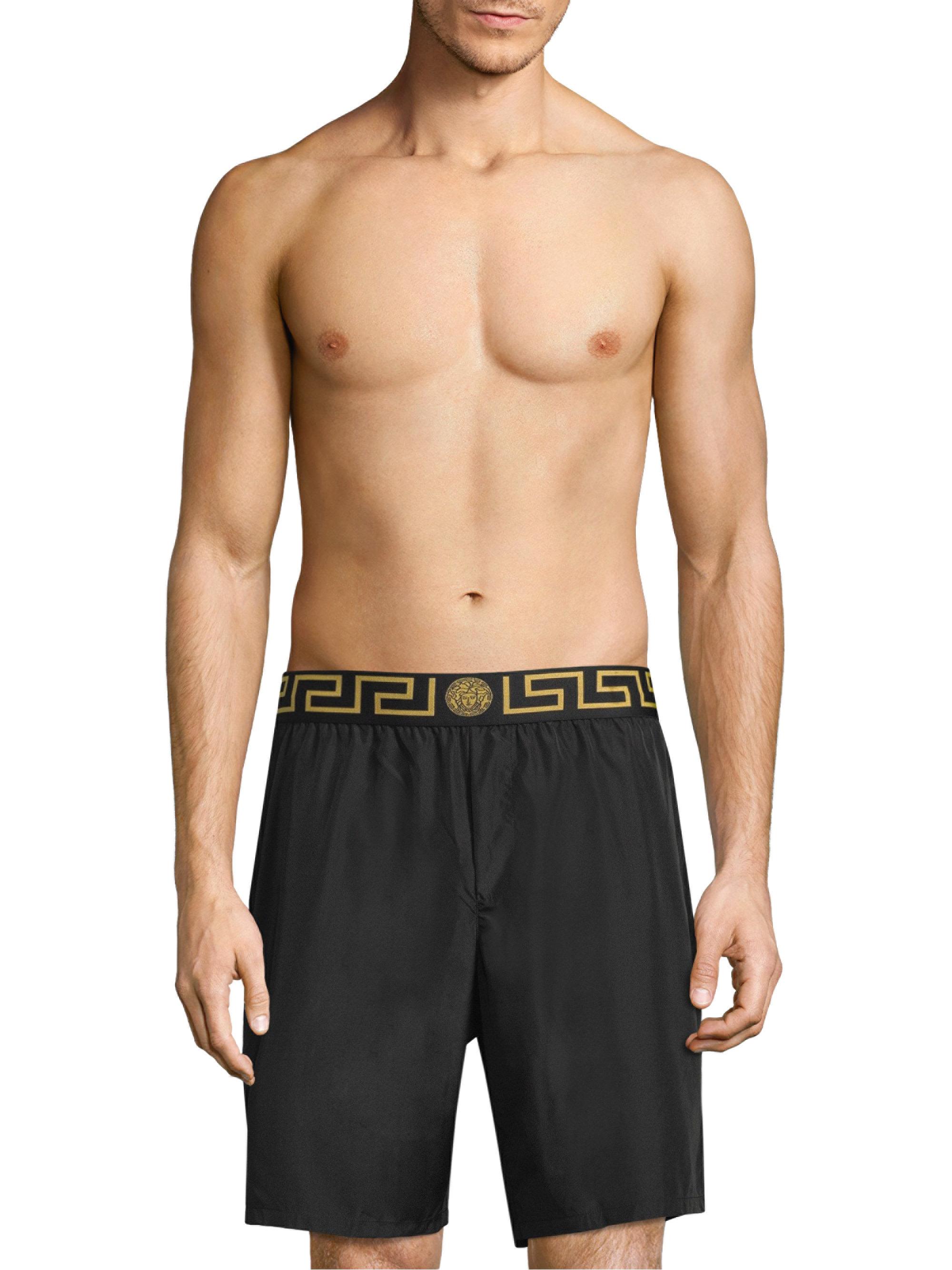 Versace Synthetic Printed Signature Swim Trunks in Black Gold (Black ...