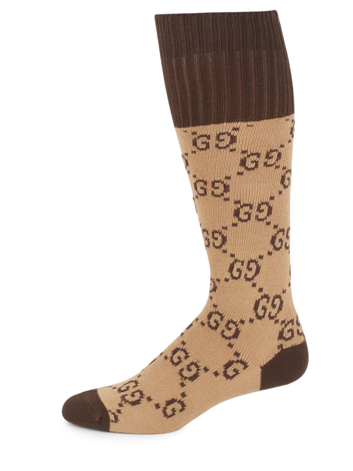 Gucci Interlocking G Cotton Socks in Beige Dark Brown (Natural) for Men