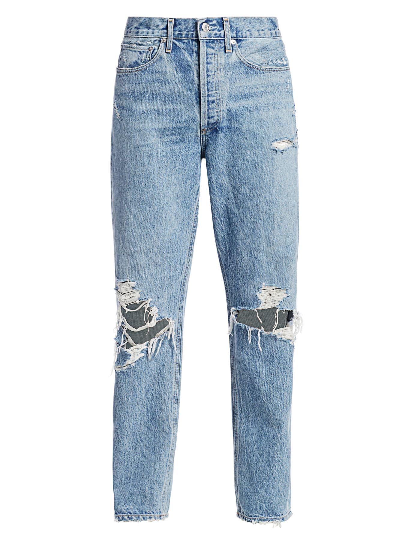 Agolde Denim 90s Mid-rise Distressed Loose-fit Jeans in Blue - Lyst