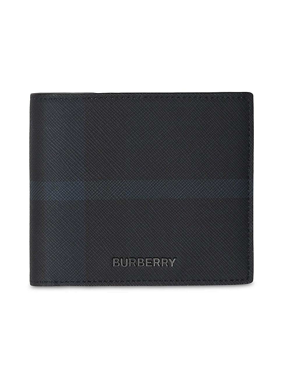 Burberry Exaggerated Check E-canvas Bifold Wallet in Gray for Men