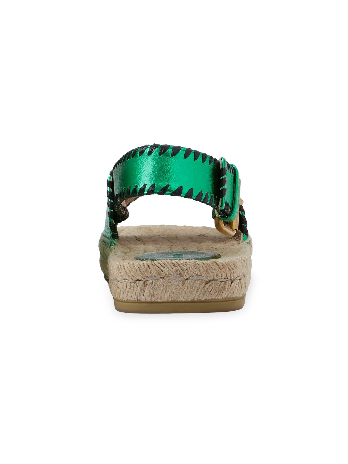 Gucci Metallic Leather Espadrille Sandals in Jasmine Green (Green 