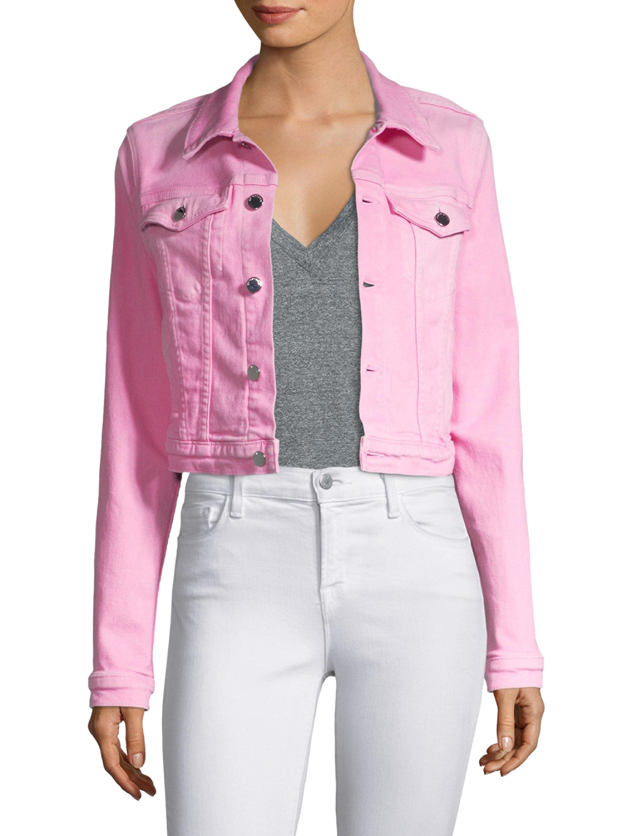 cropped denim jacket pink