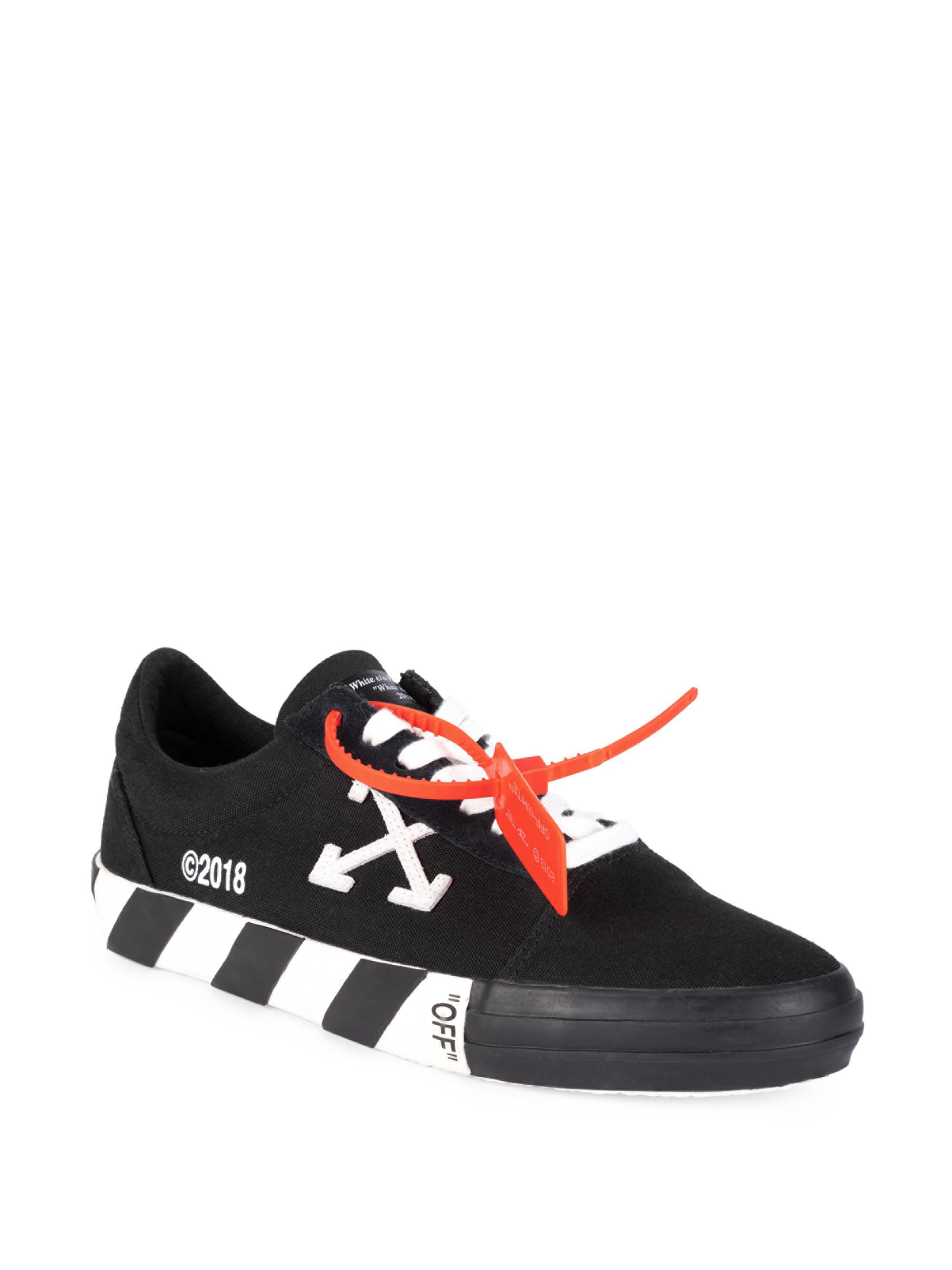 Off-White c/o Virgil Abloh Vulcanized Striped Low-top Sneakers in Black ...