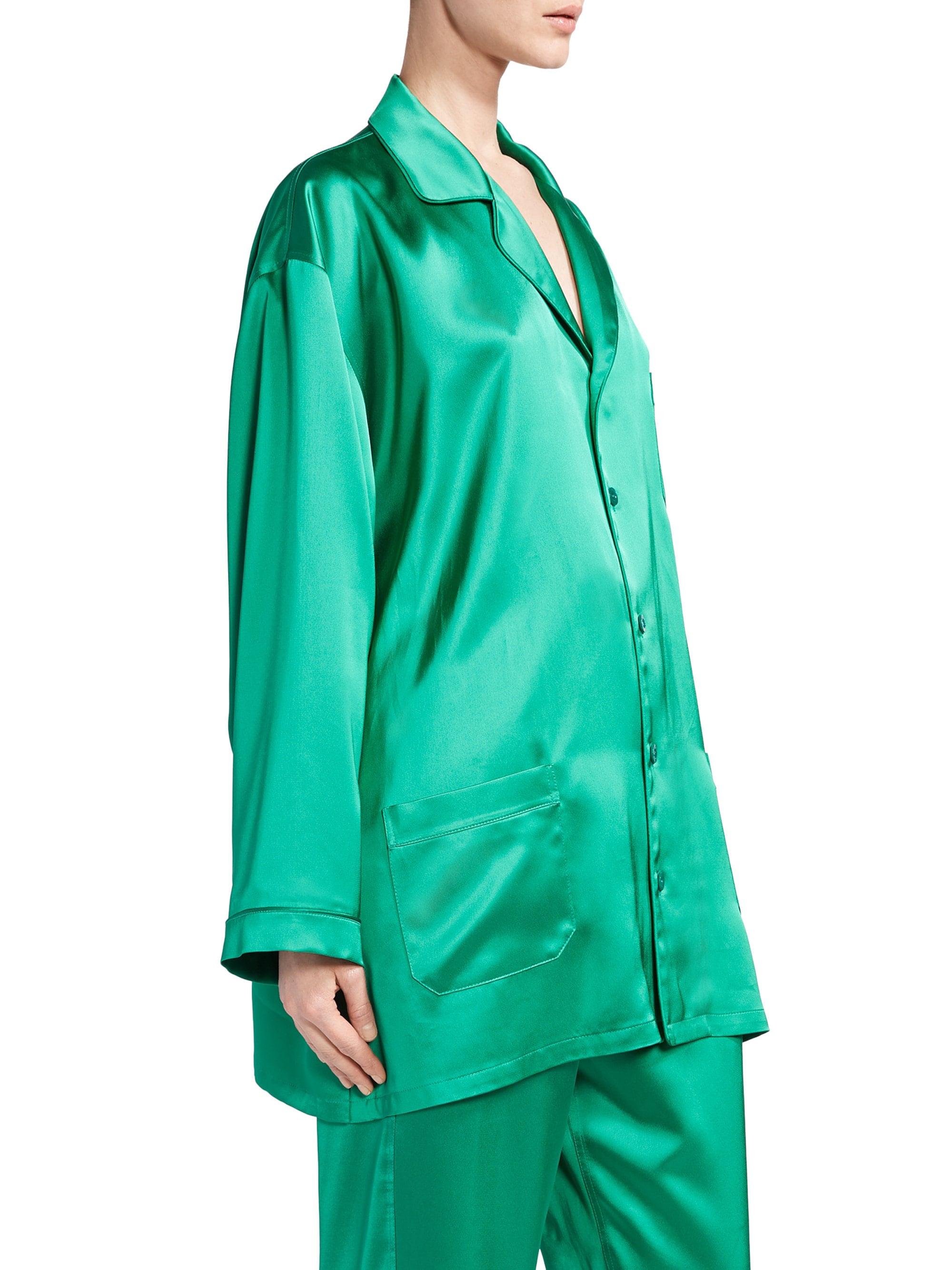emerald green satin pjs