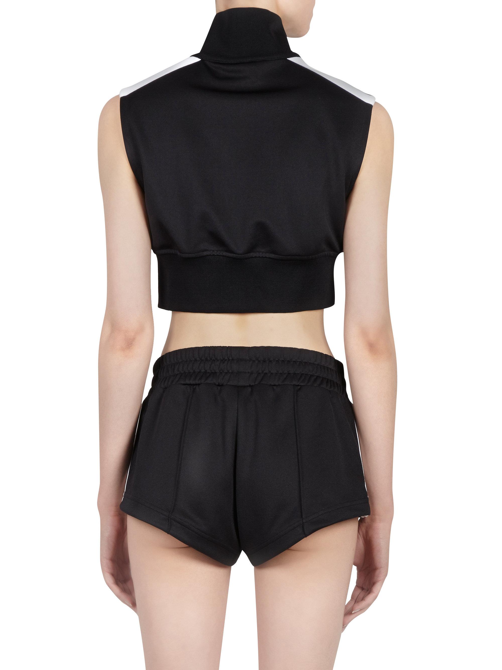 Palm Angels Cropped Zip-front Track Vest in Black White (Black) - Lyst