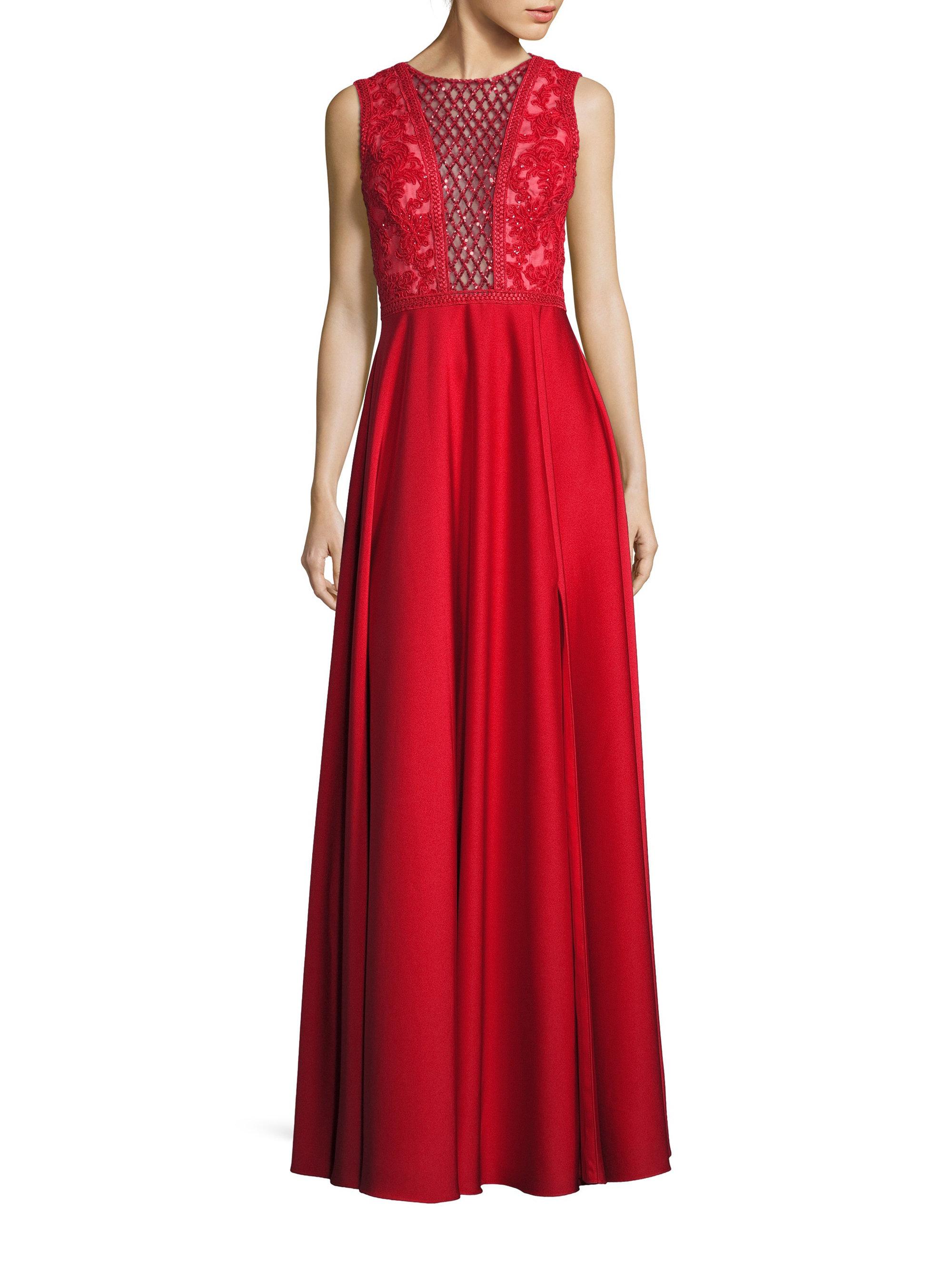 basix feather embellished gown