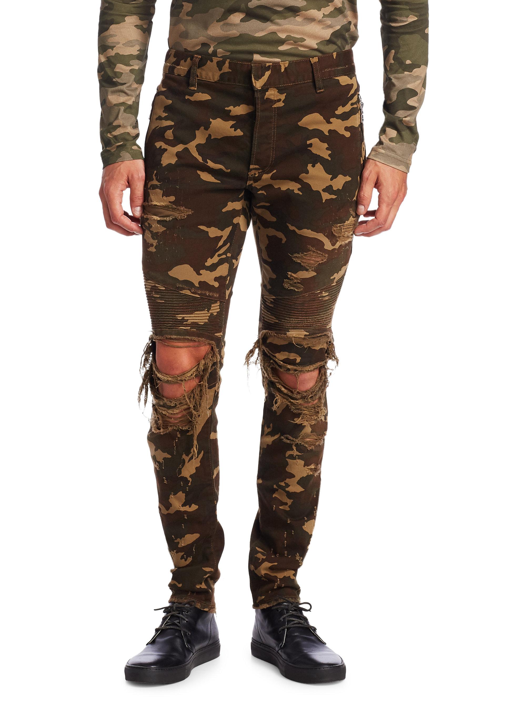 Camouflage Distressed Skinny Jeans