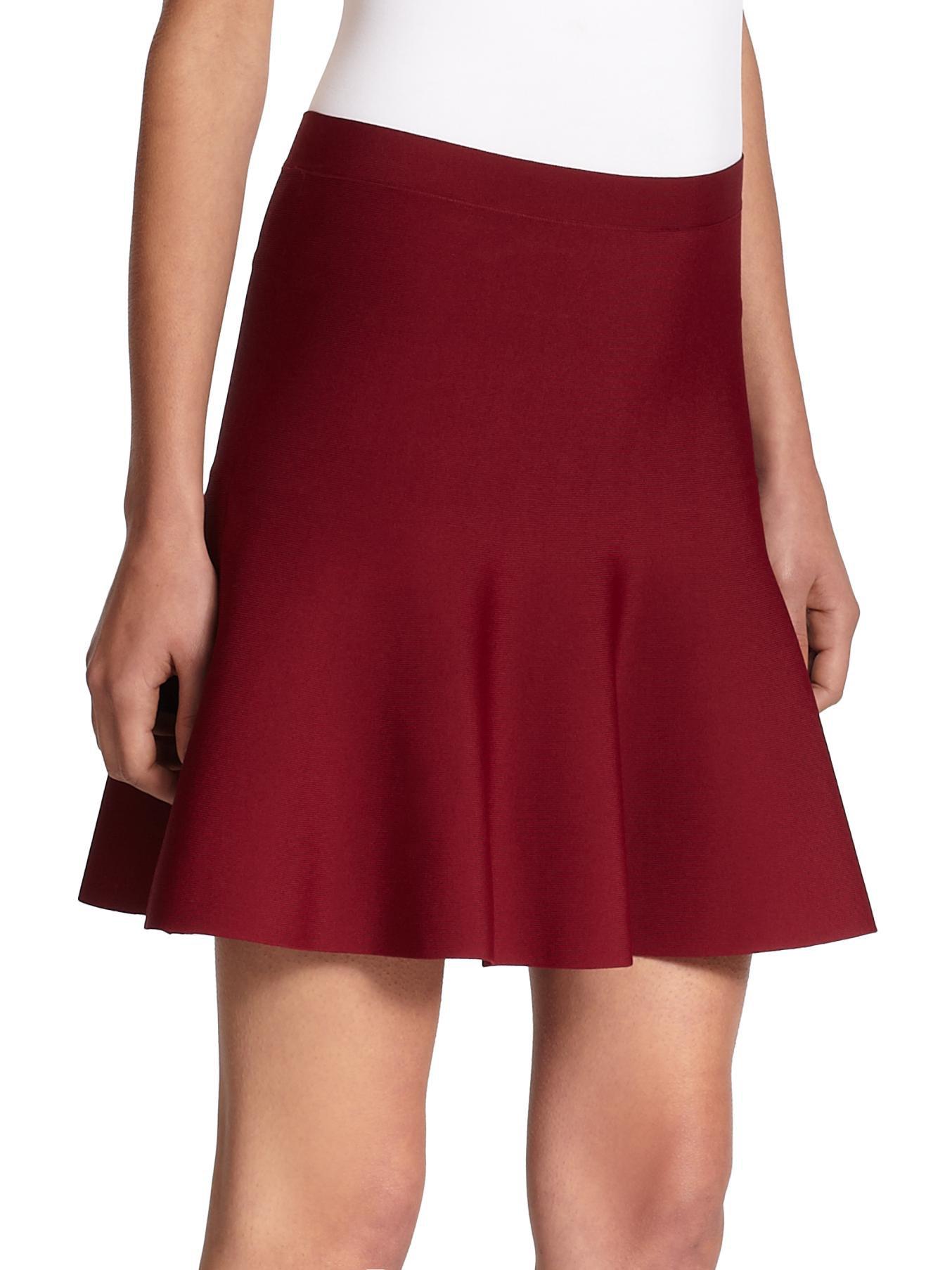BCBGMAXAZRIA Synthetic Ingrid Ponte Knit Fit&flare Skirt in Red Lyst