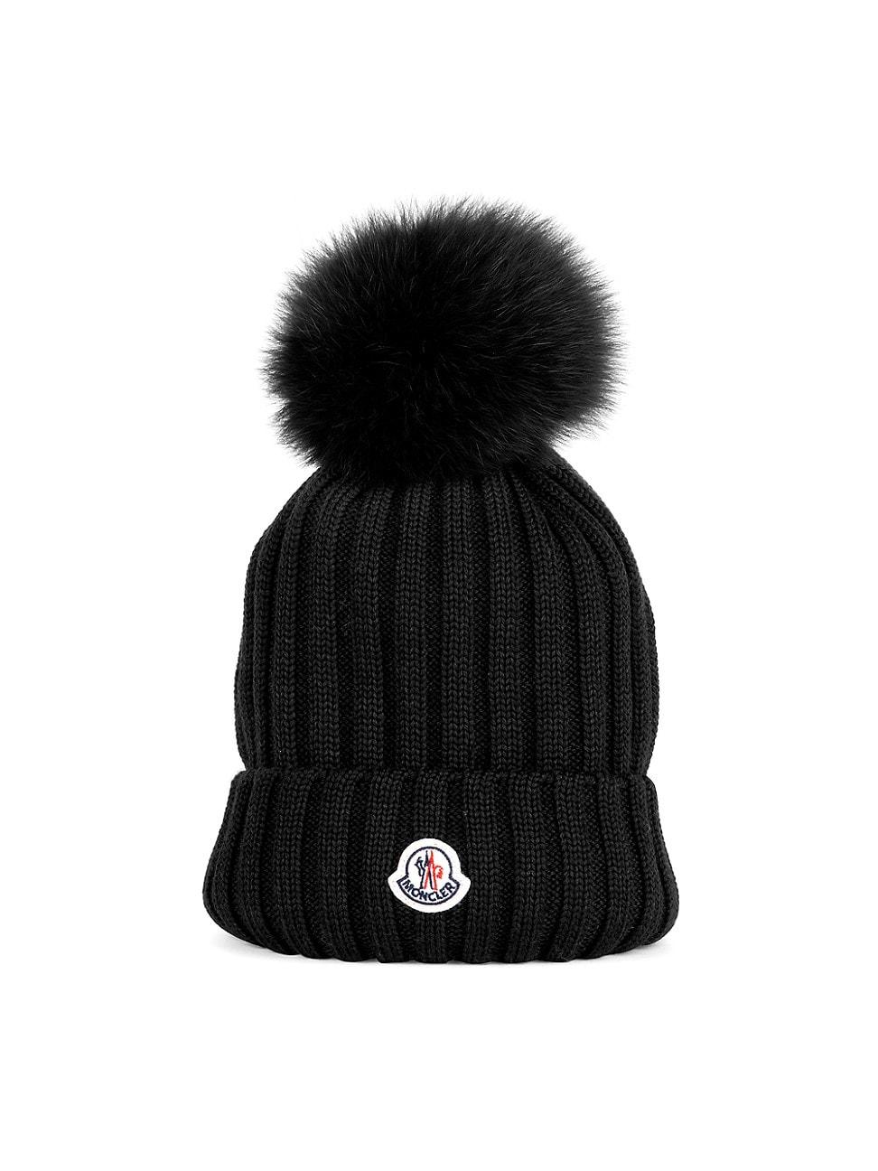 moncler black pom pom hat