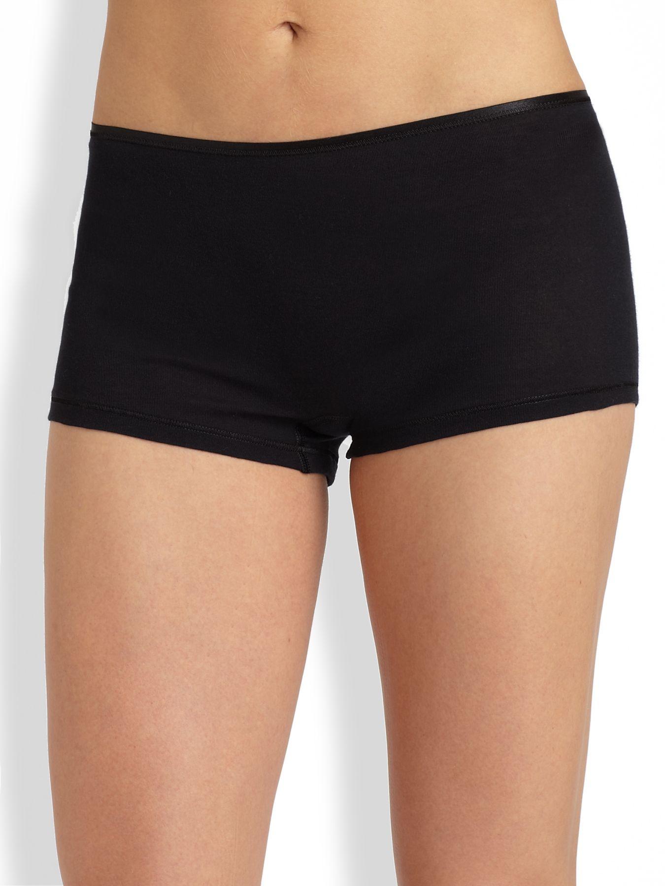 Hanro Cotton Seamless Boyshorts in Black Lyst