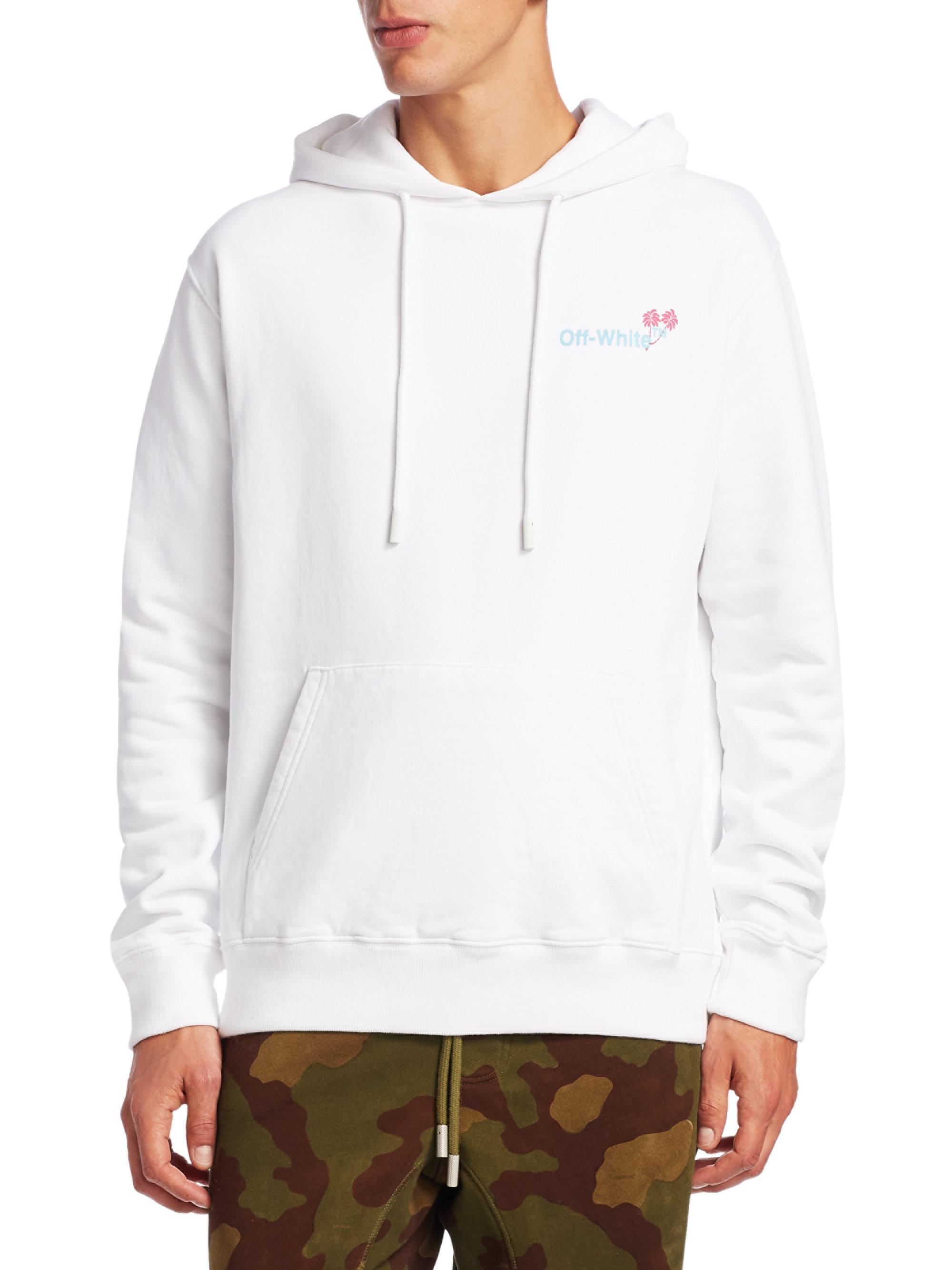 Oberst en kop Afsnit Off-White c/o Virgil Abloh Shock Waves Tropical Cotton Hoodie in White for  Men - Lyst