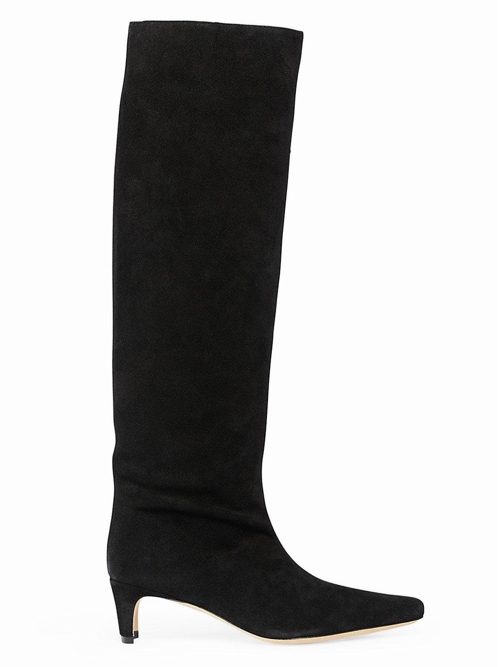 STAUD Wally Suede Knee-high Boots in Black | Lyst