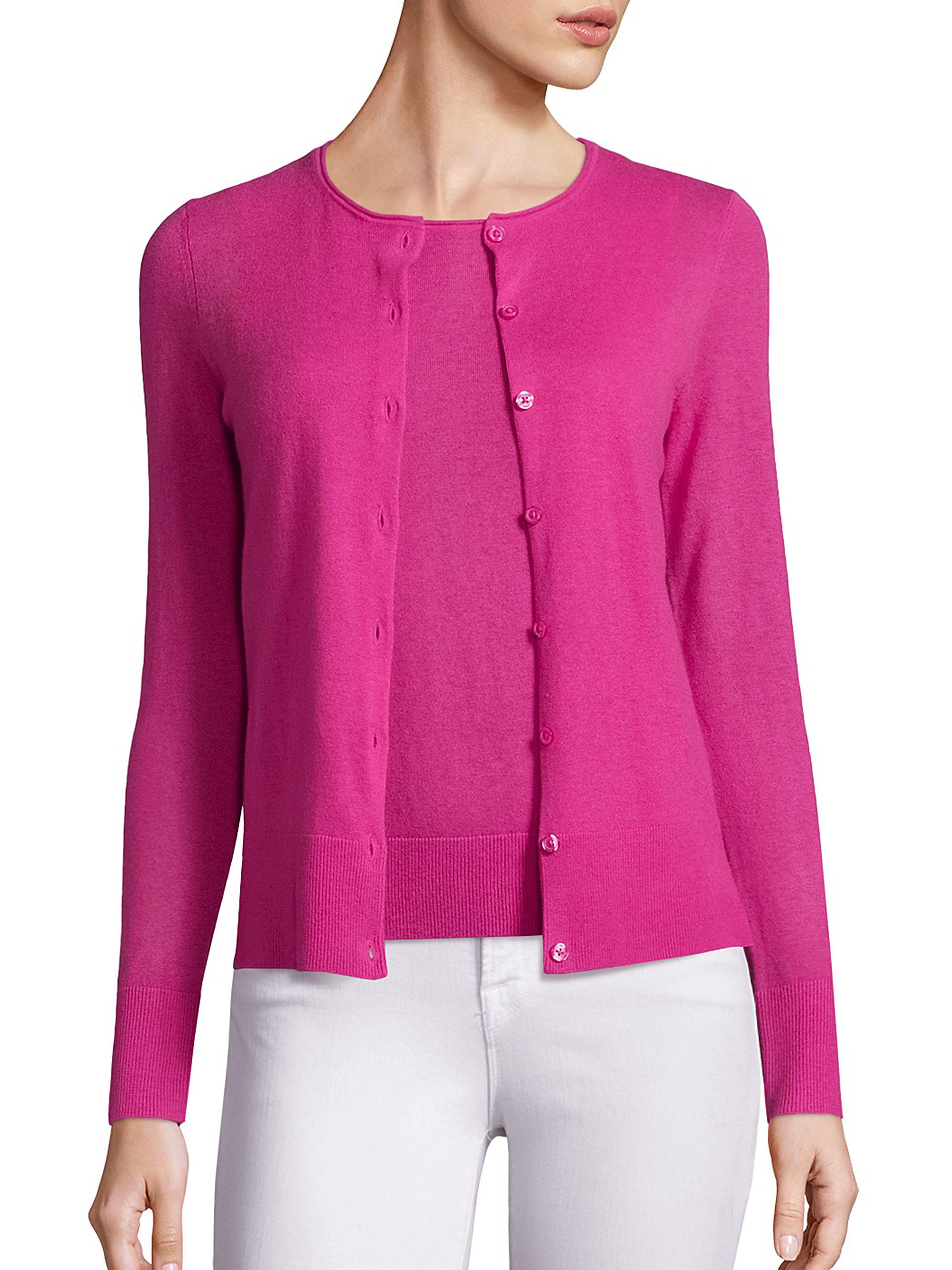 Lyst Saks fifth avenue Lightweight Cashmere Cardigan in Pink