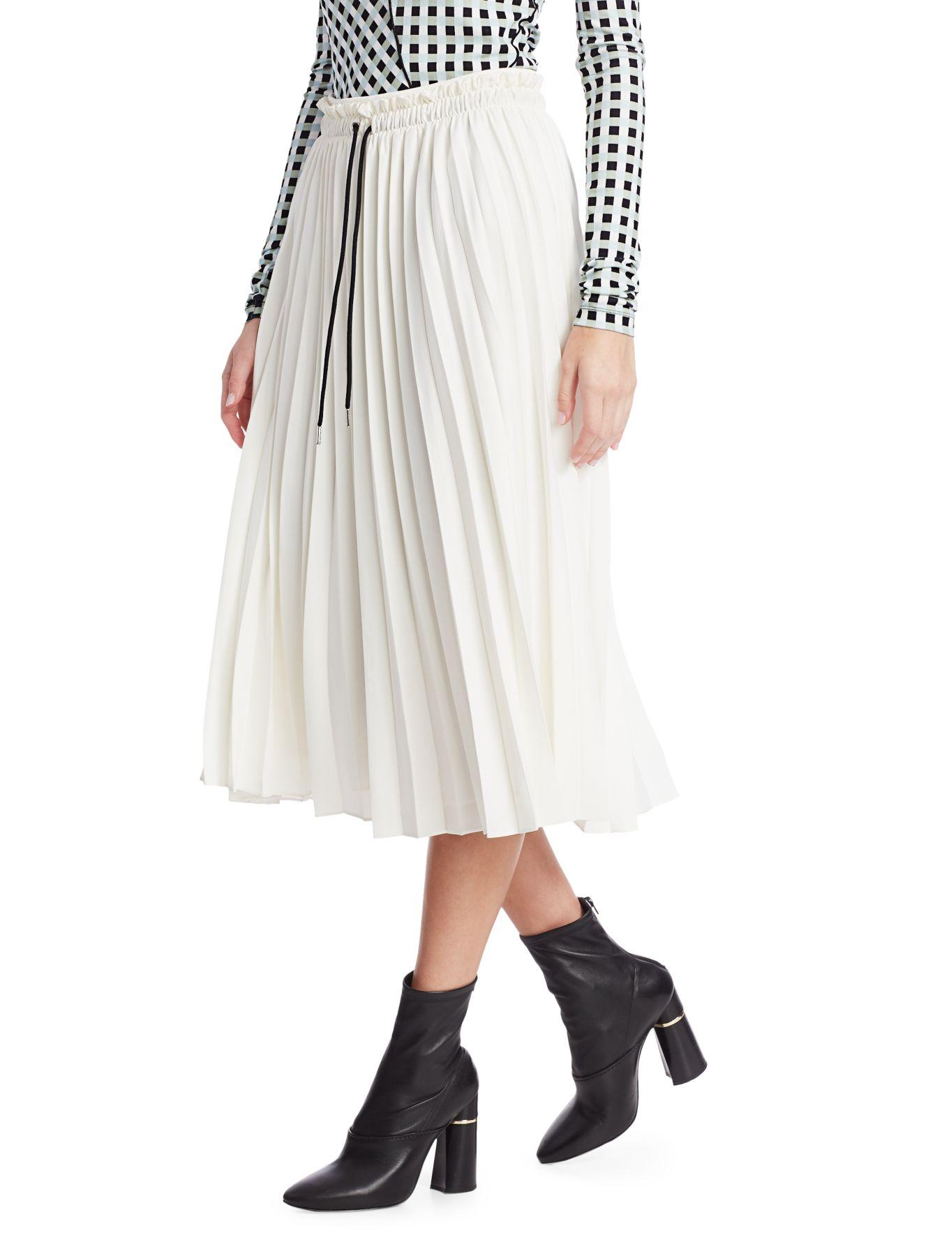 PROENZA SCHOULER WHITE LABEL Synthetic Pleated Midi Skirt in White ...