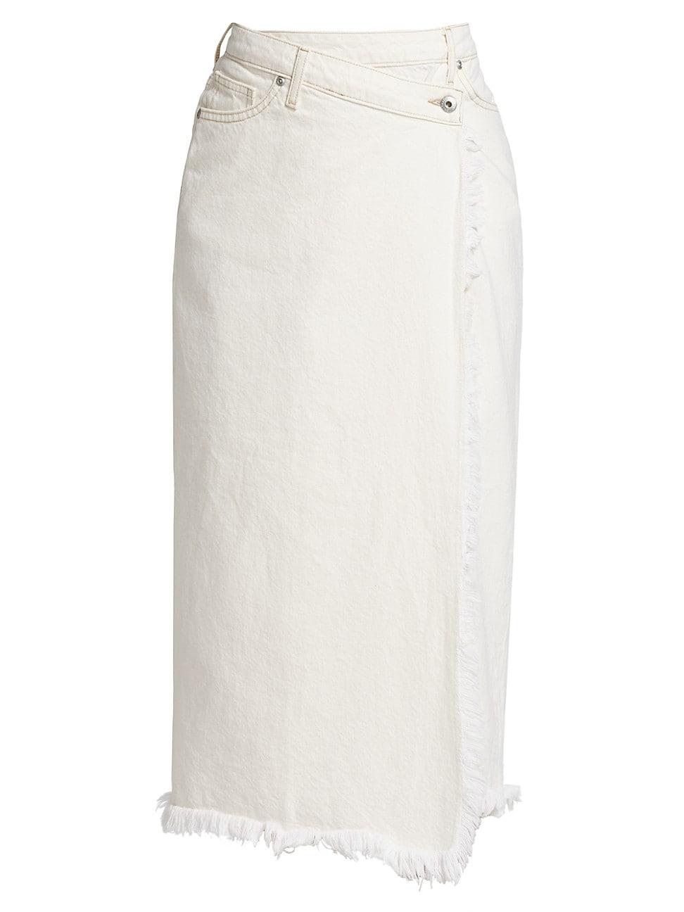 Jonathan Simkhai Piper Wrap Denim Midi-skirt in White | Lyst