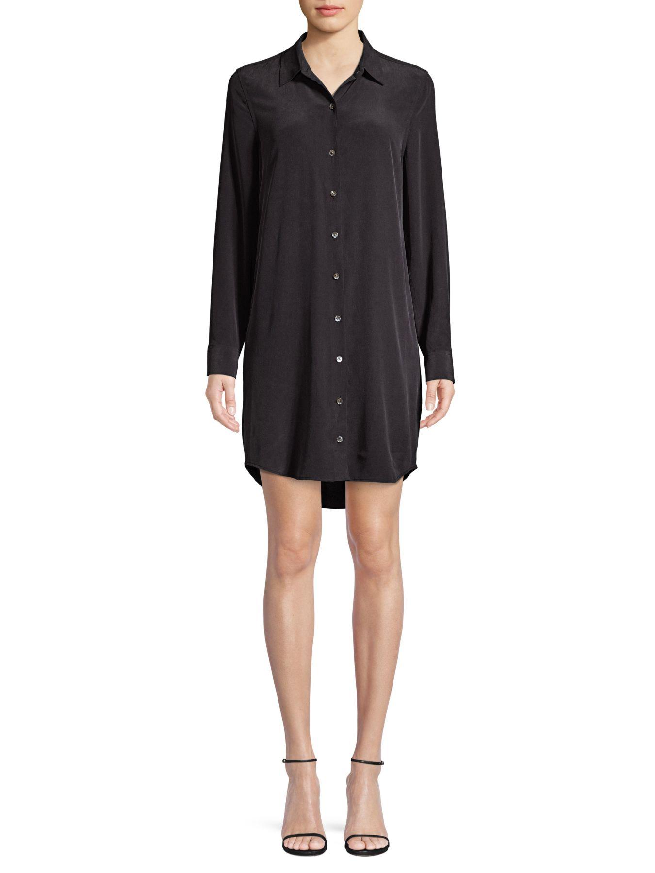 Equipment Essential Silk Shirt Dress in Black Lyst