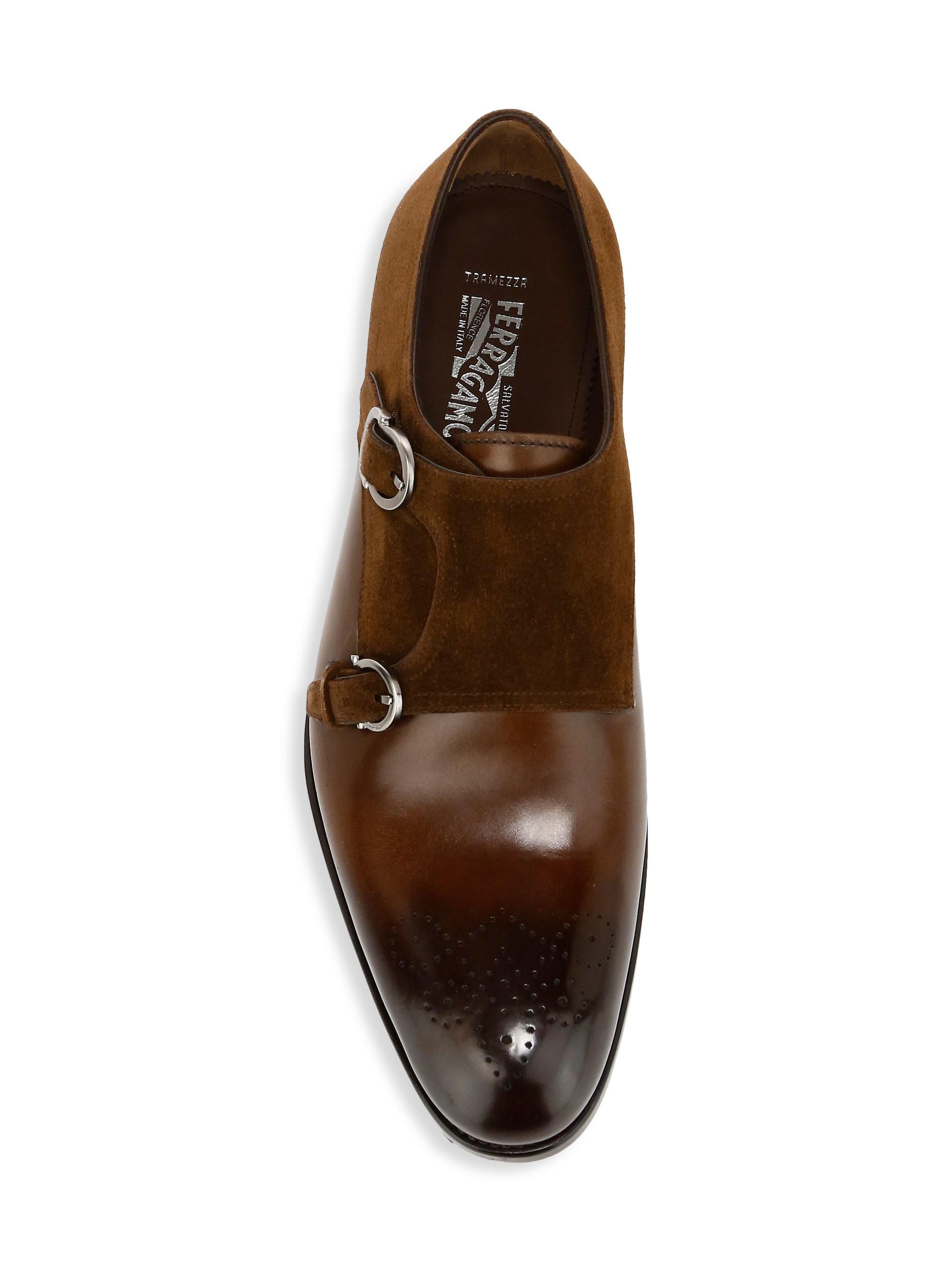 ferragamo double monk strap brown