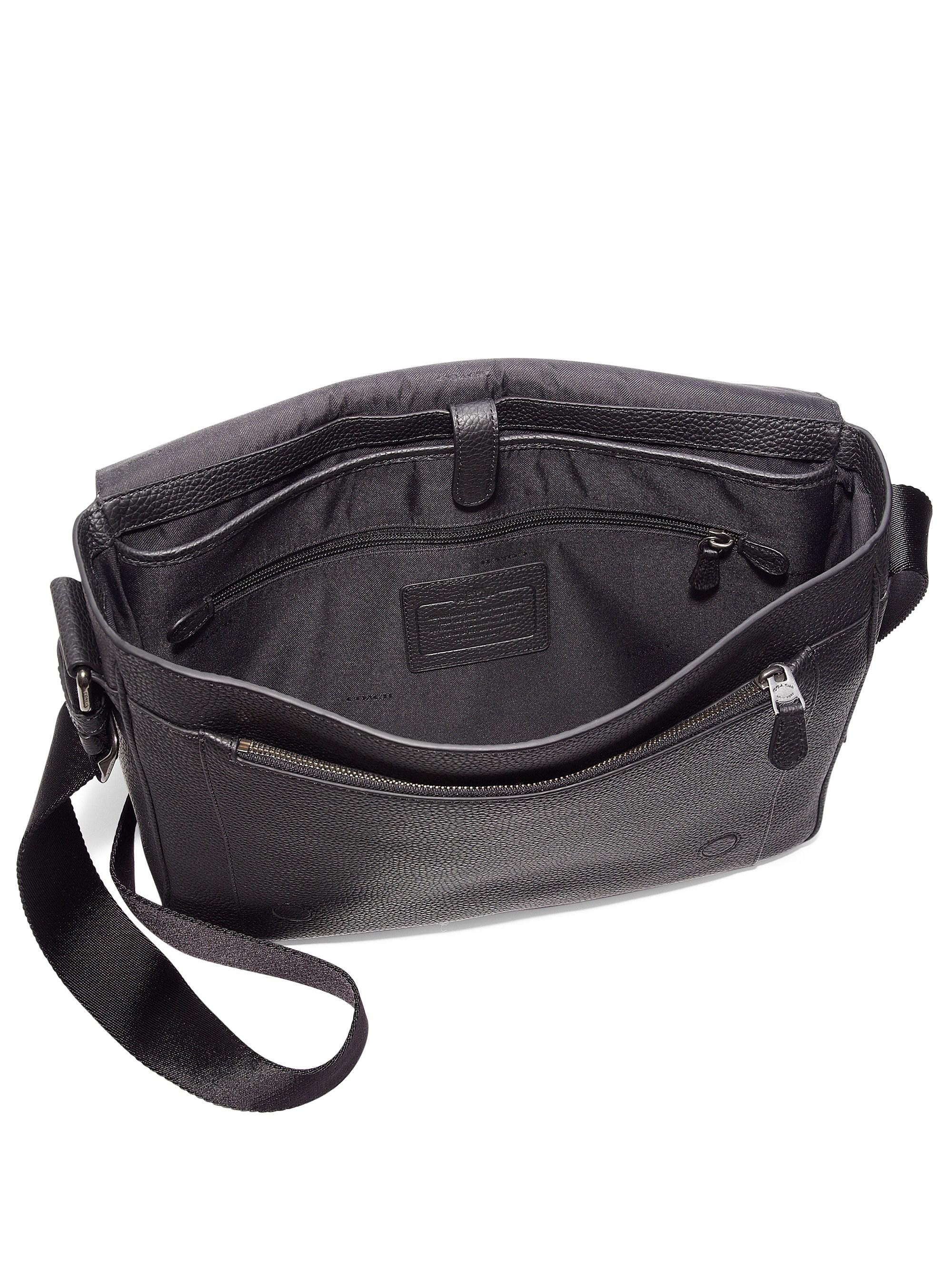 COACH Metropolitan Pebbled Leather Messenger Bag in Black for Men - Lyst