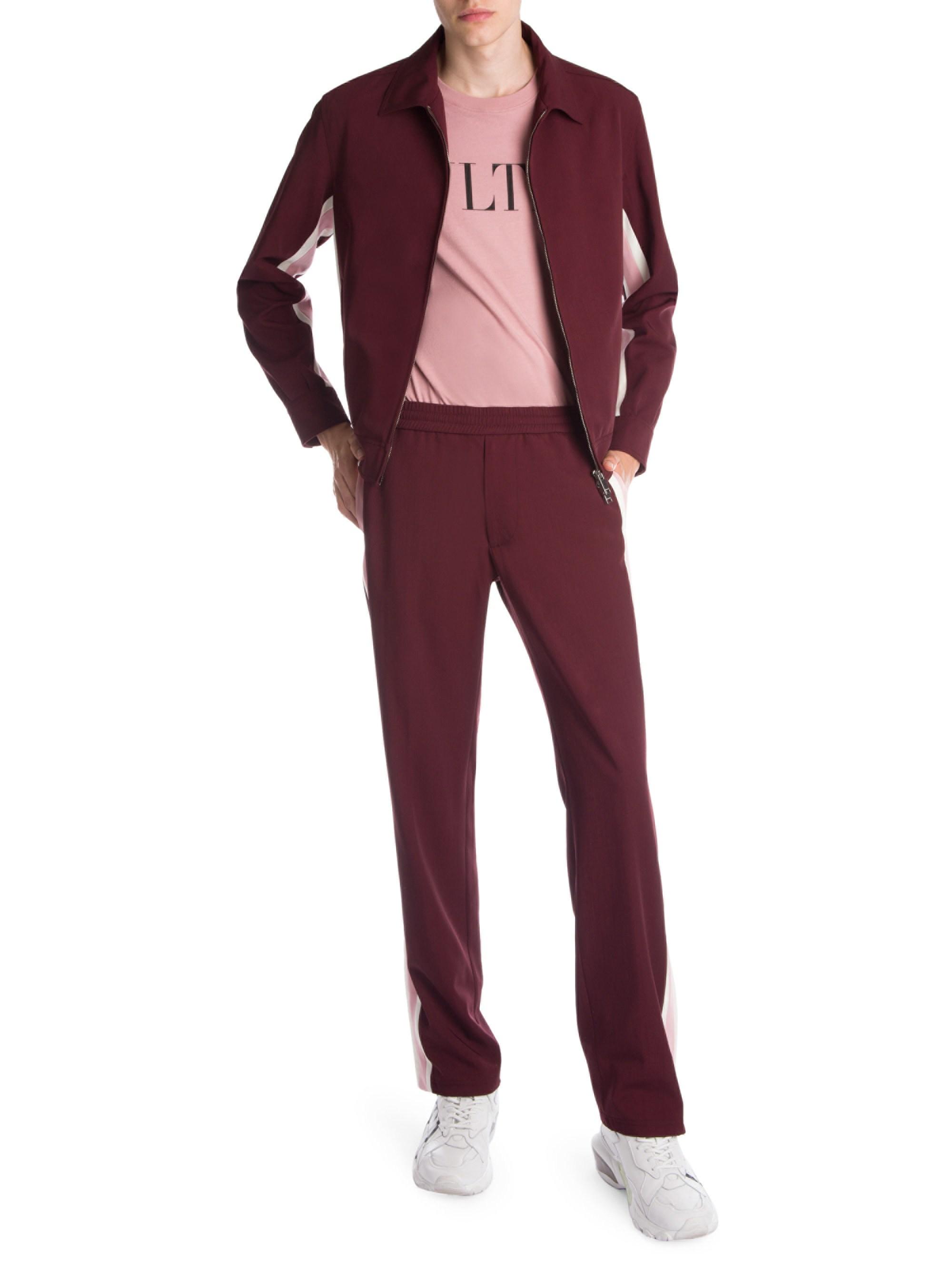 Valentino Synthetic Stripe Track Pants in Burgundy (Red) for Men 