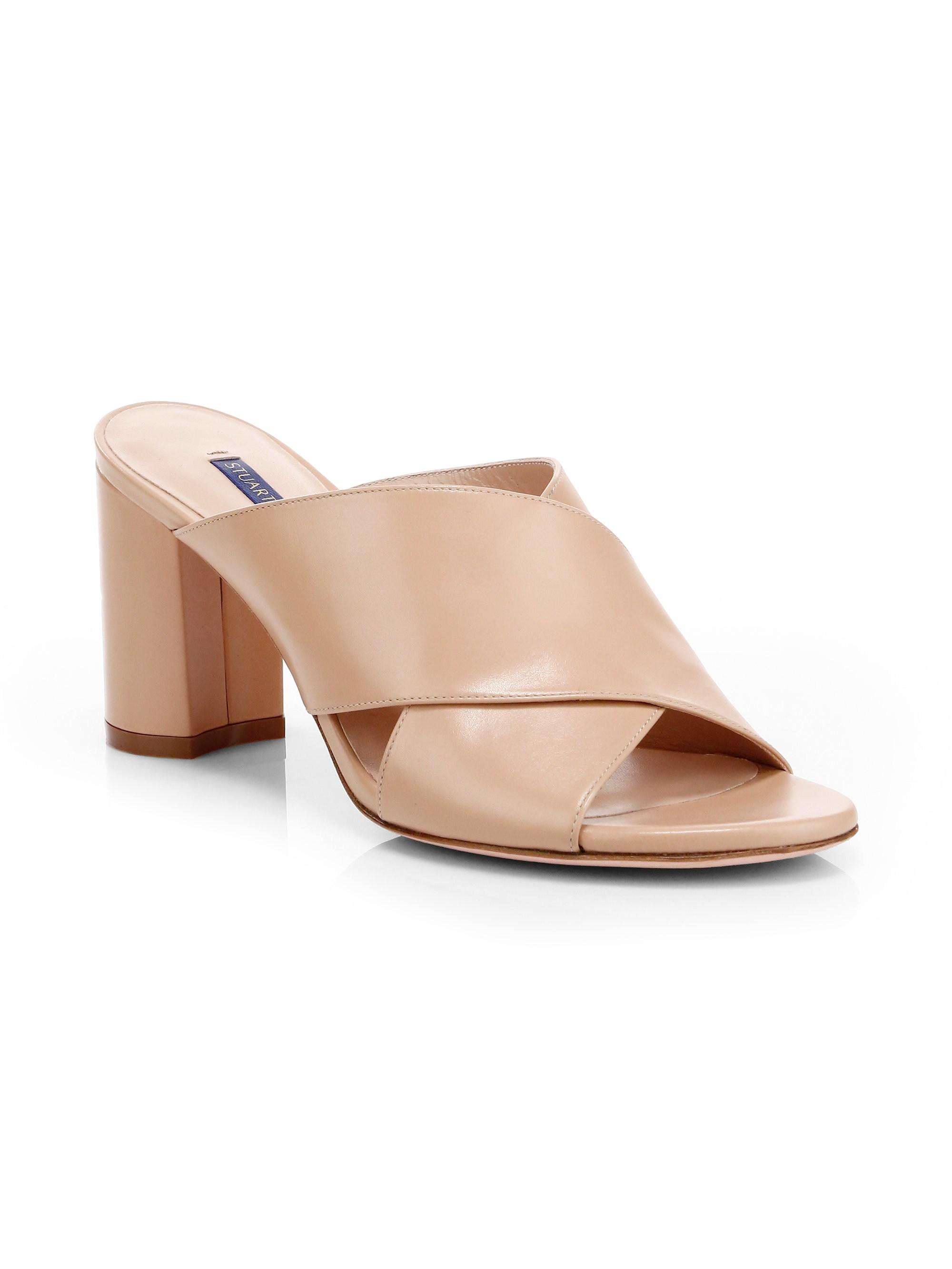 stuart weitzman galene leather mules