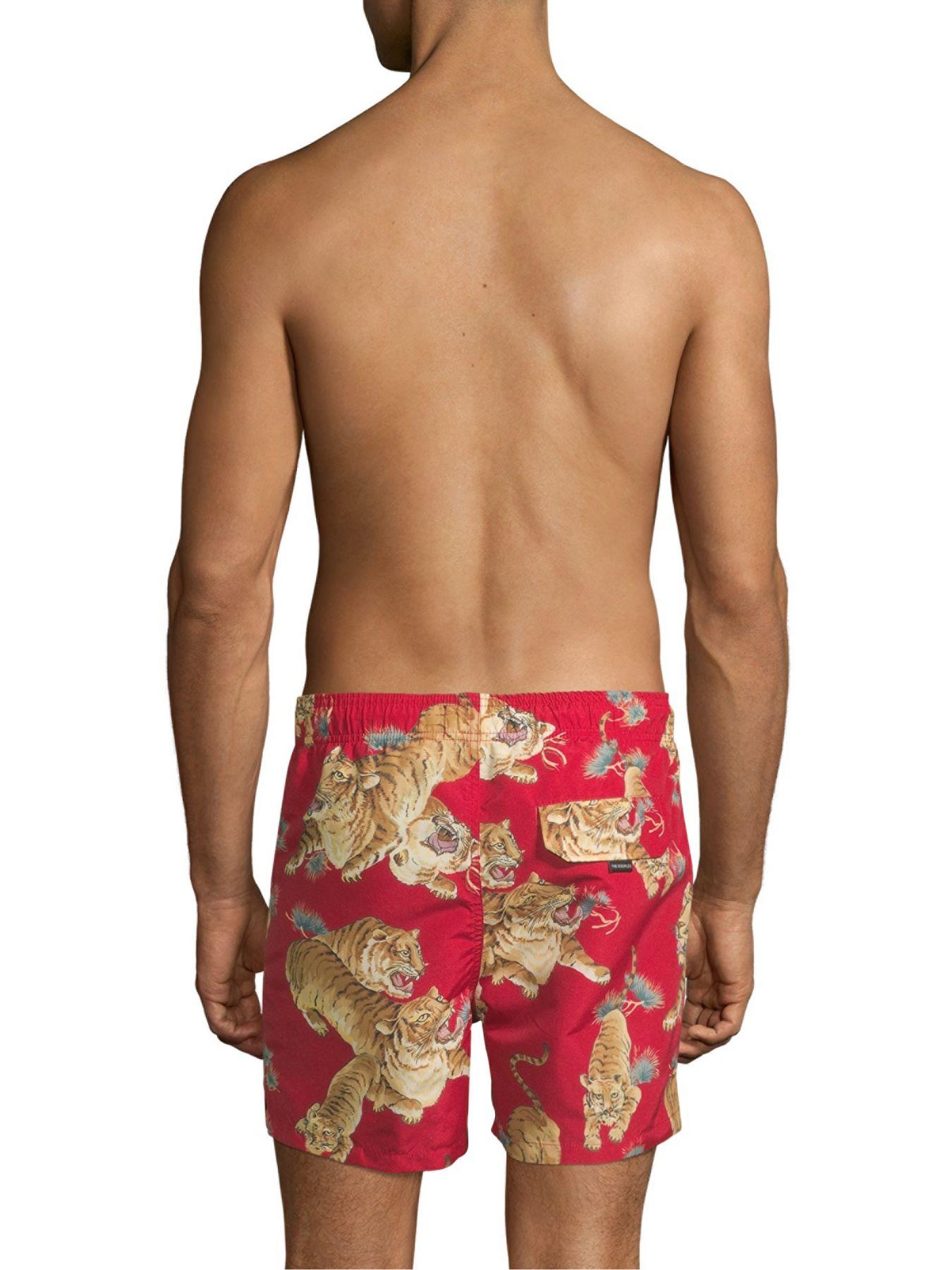 tiger print swim trunks