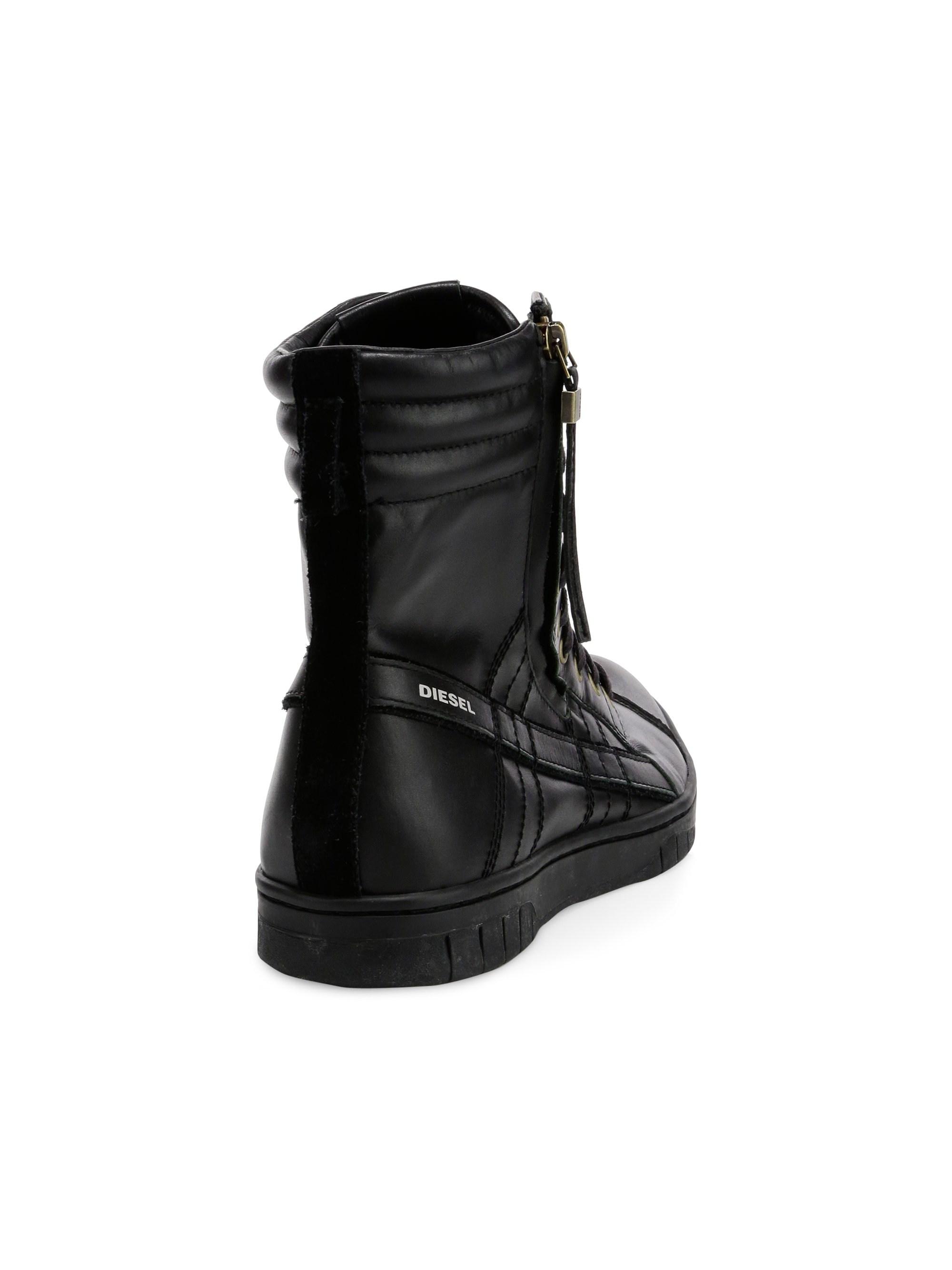 DIESEL Hybrid Leather Sneaker Boots in Black for Men Lyst