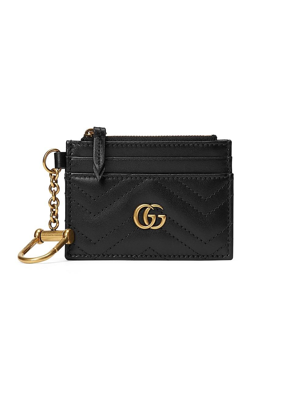 Gucci Leather GG Marmont Key Chain Wallet in Nero (Black) - Lyst