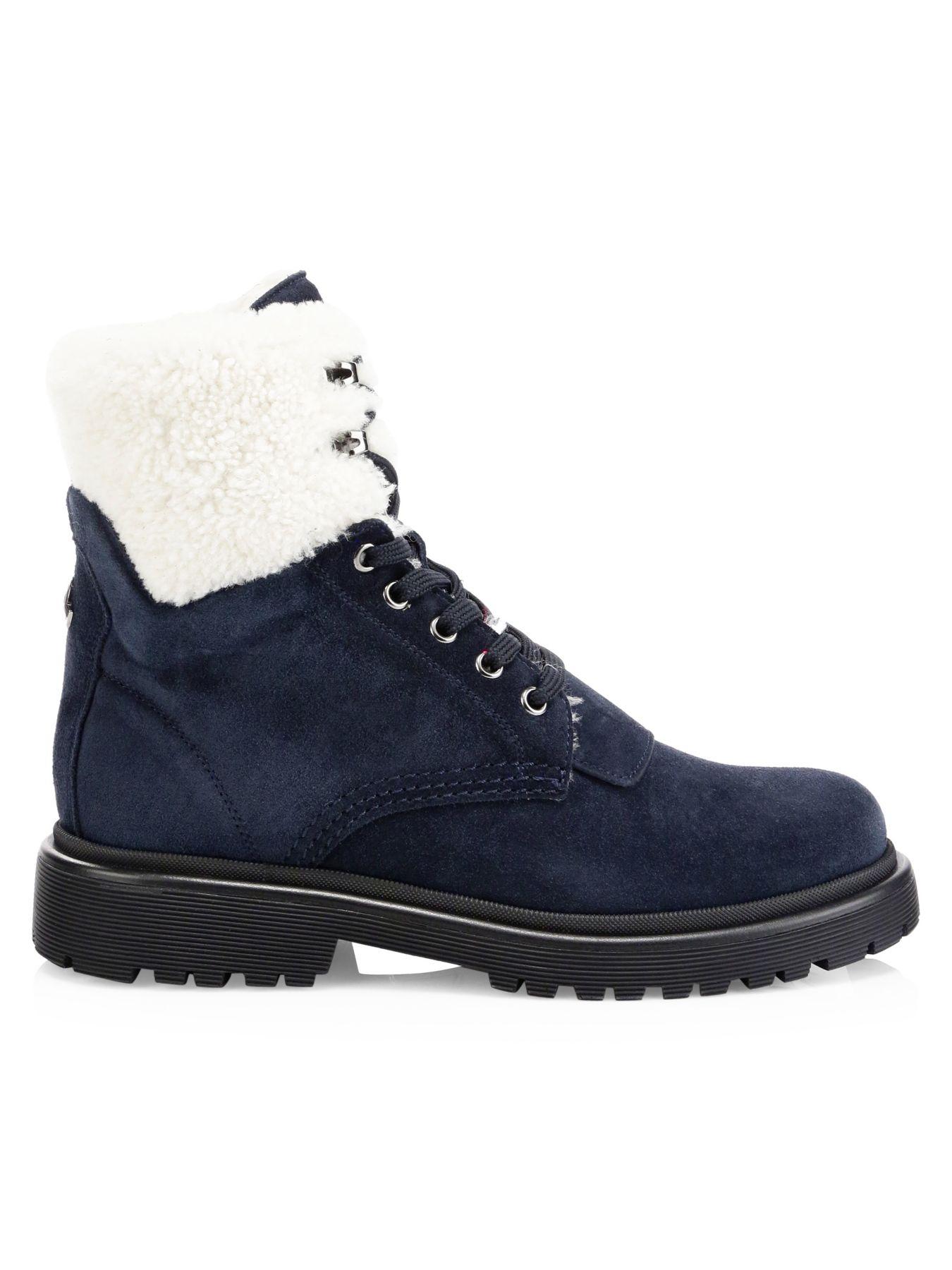 Moncler Patty Suede Ankle Boots in Navy (Blue) - Lyst