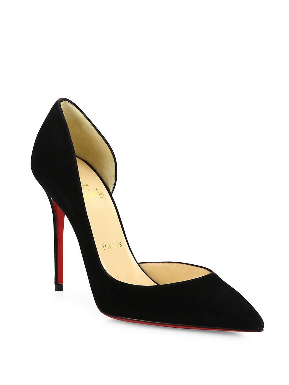 Christian Louboutin Iriza Half D'orsay Suede Pumps in Black Lyst