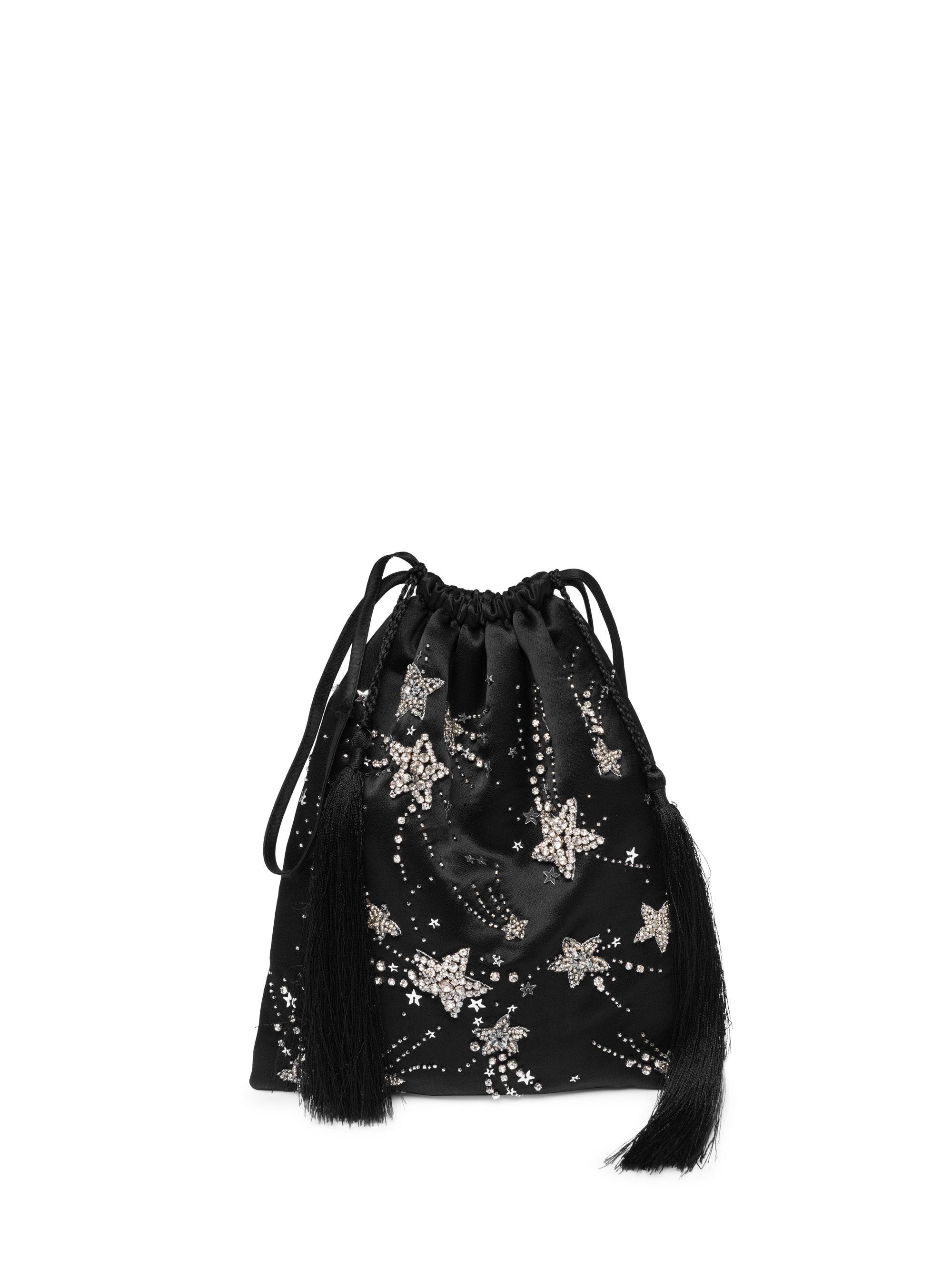 The Attico Sequin Star Satin Pouch Bag in Black - Lyst