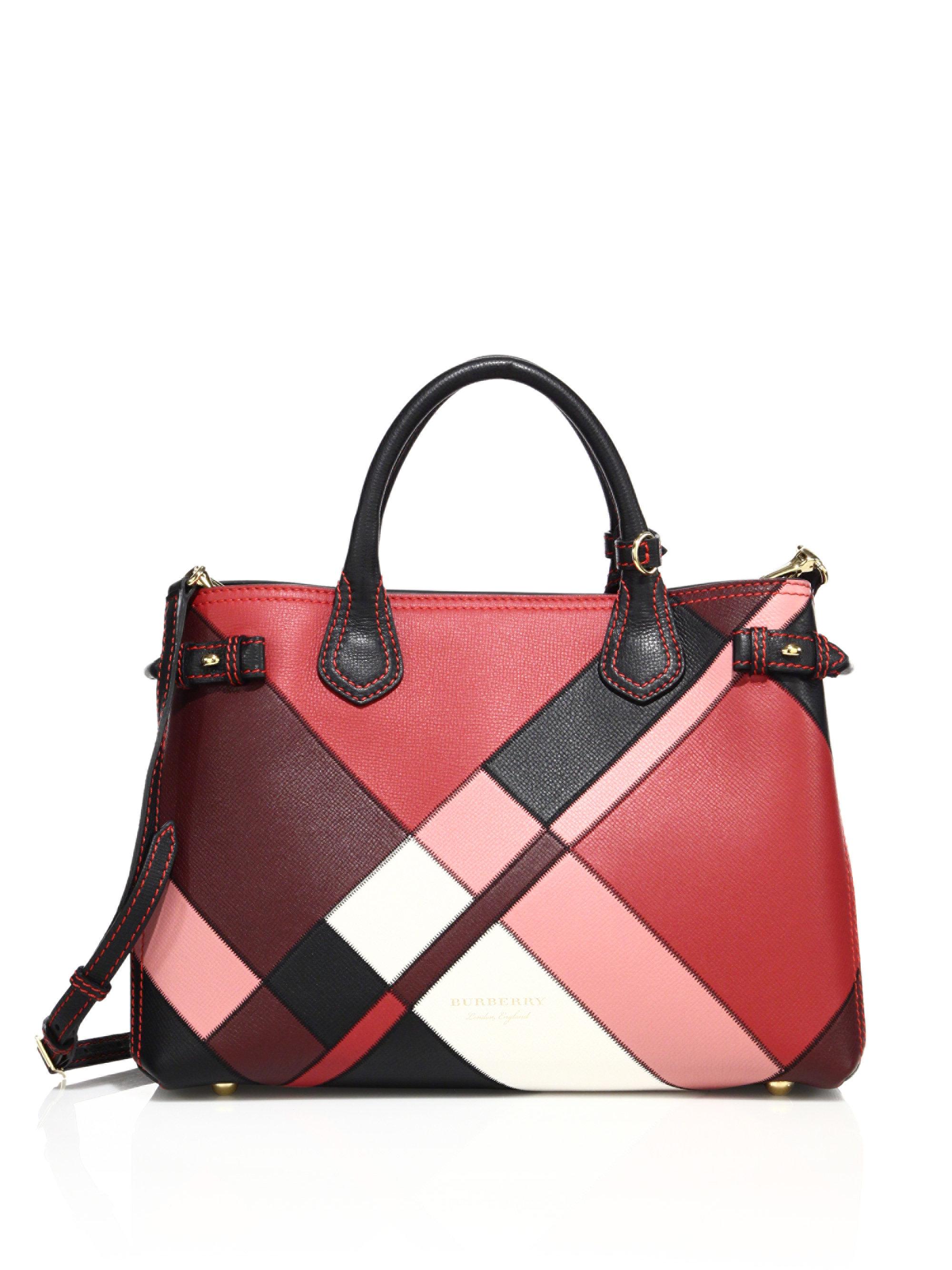 Burberry Banner Medium Patchwork Leather & House Check Satchel in Pink ...