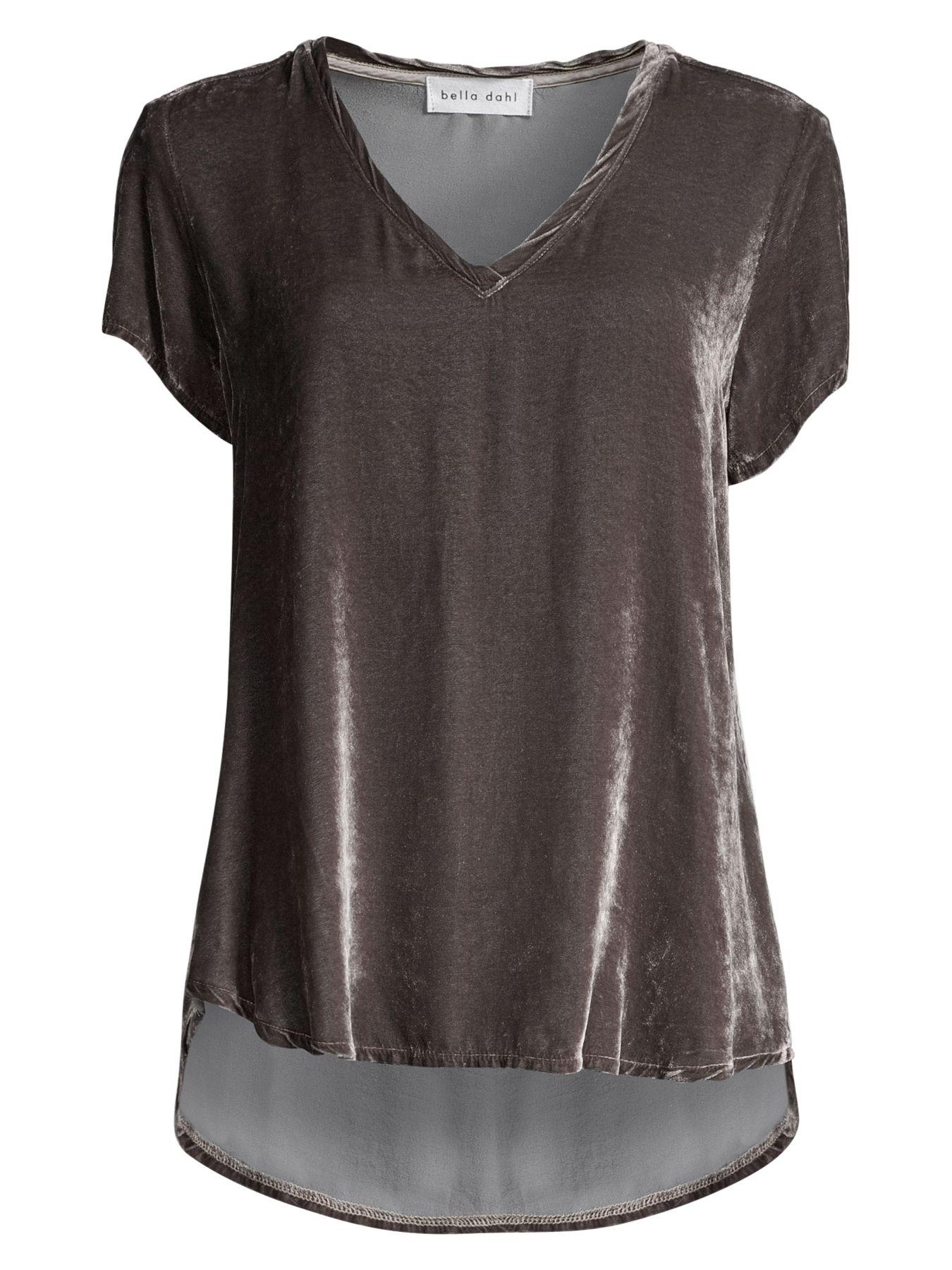 Bella Dahl Velvet Stretch-silk V-neck 