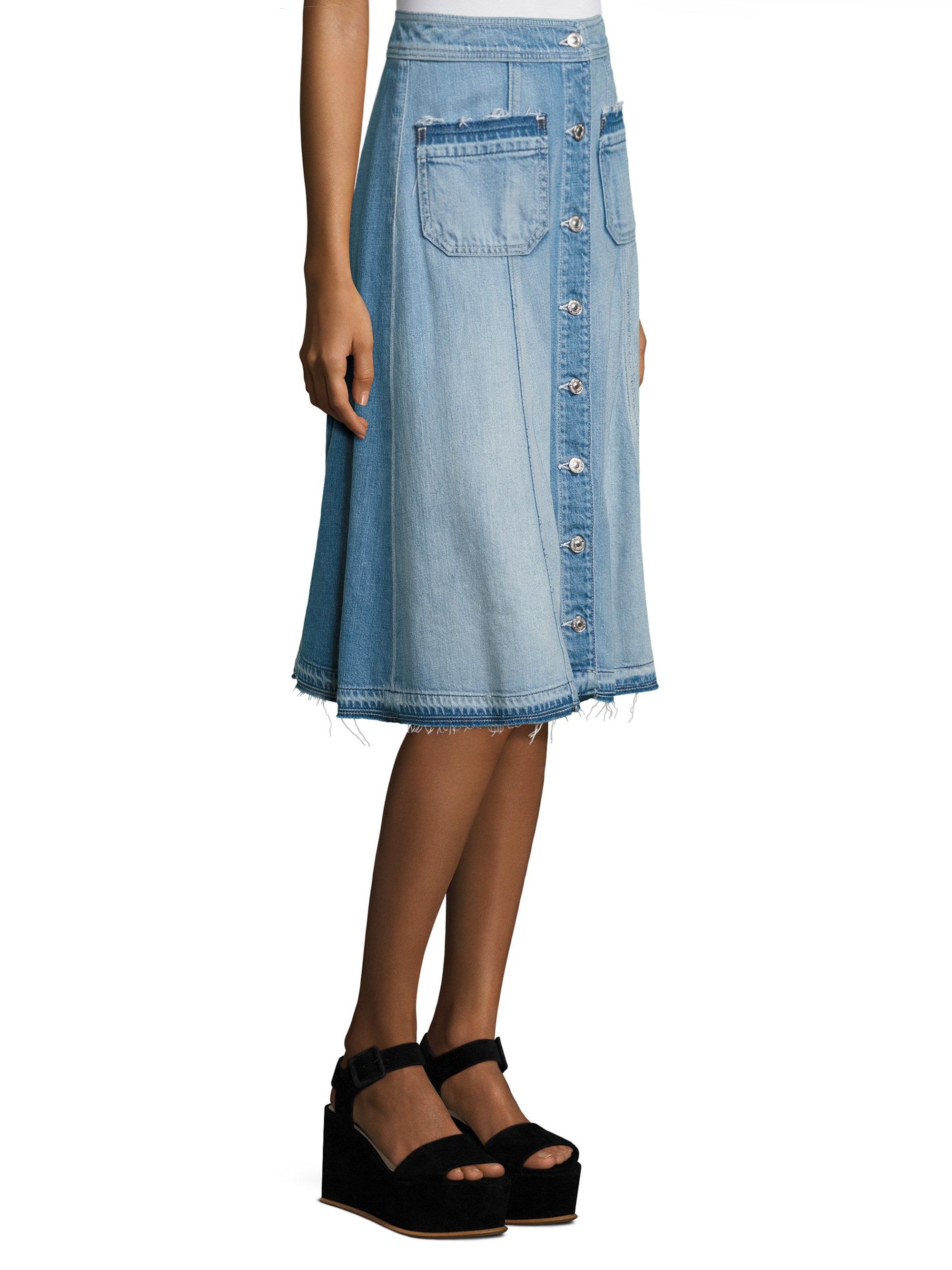 midi skirt with button front