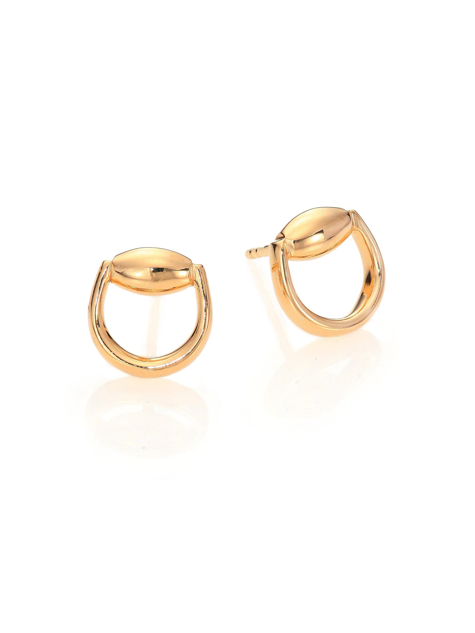 Lyst Gucci Horsebit 18k Yellow Gold Stud Earrings In Metallic Gallery