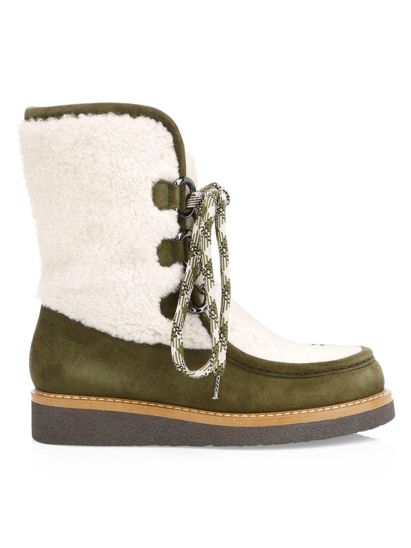 aquatalia wynter suede & shearling platform boots