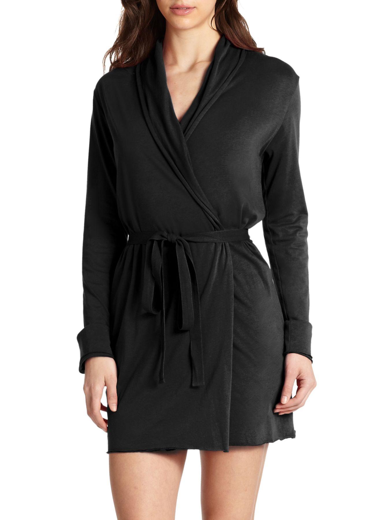 Skin Cotton Wrap Robe in Black Lyst