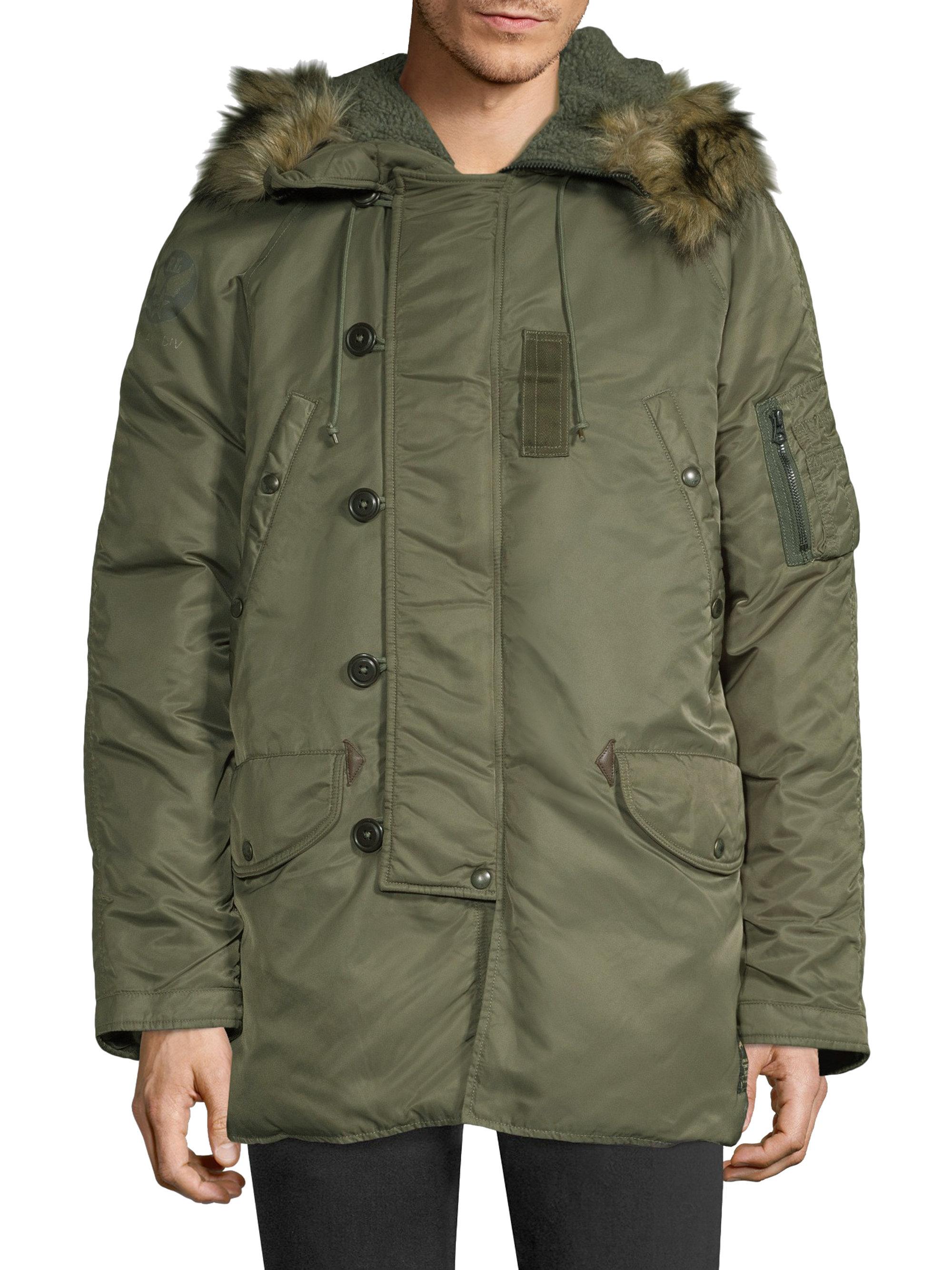 Polo Ralph Lauren Leather Faux-fur Trimmed Snorkel Parka in Green for ...