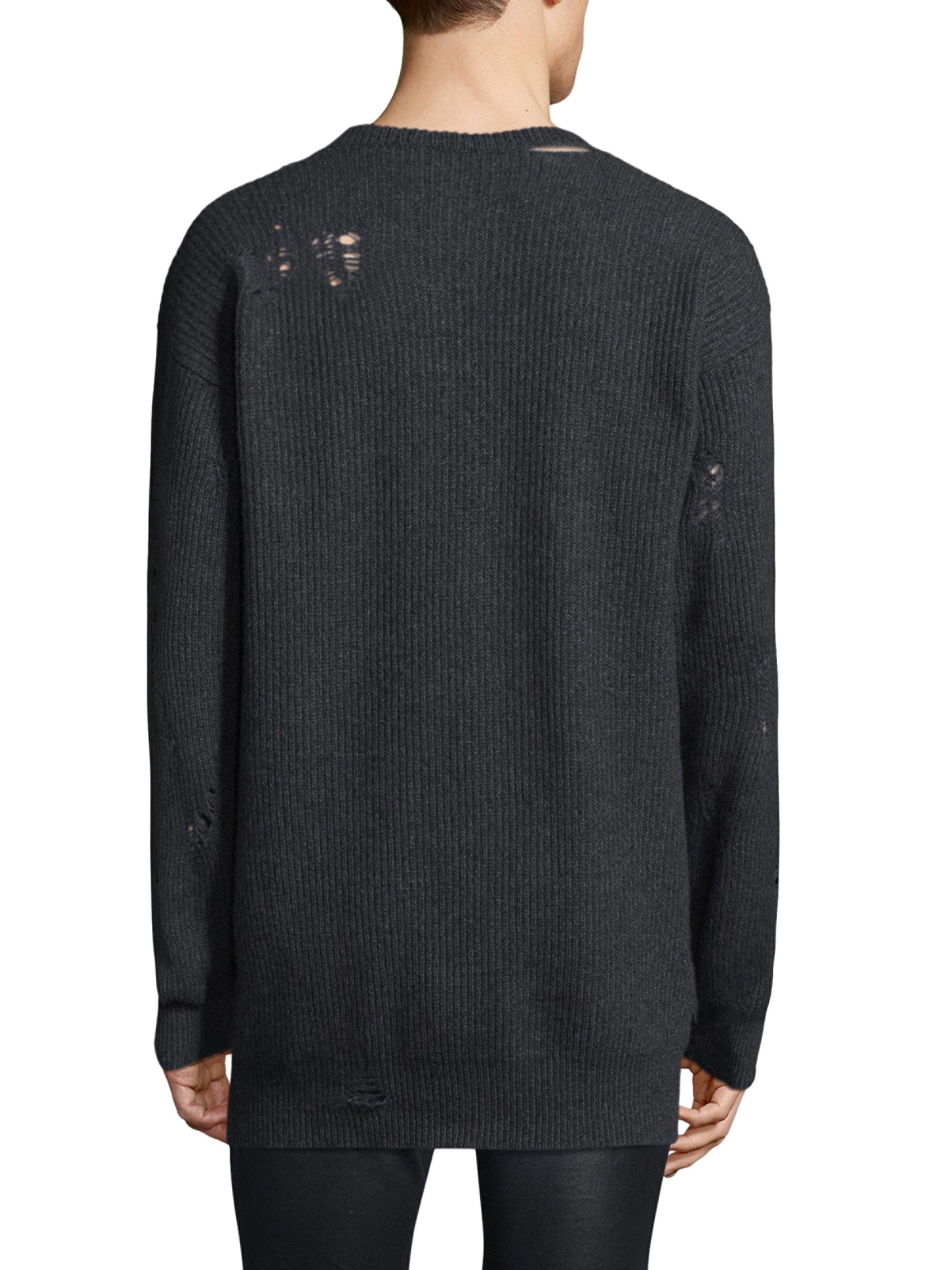 DIESEL Ripped Knitted Sweater in Black for Men | Lyst