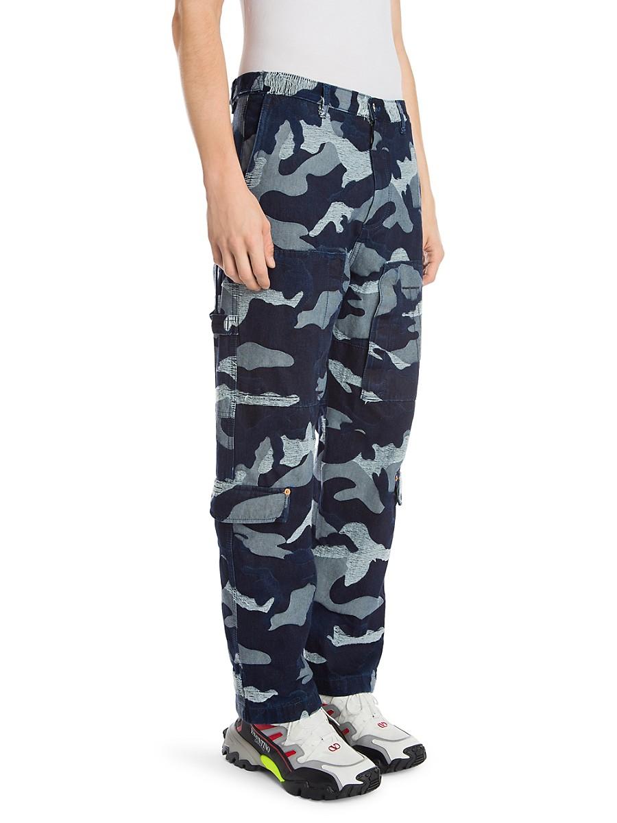 denim camo cargo pants