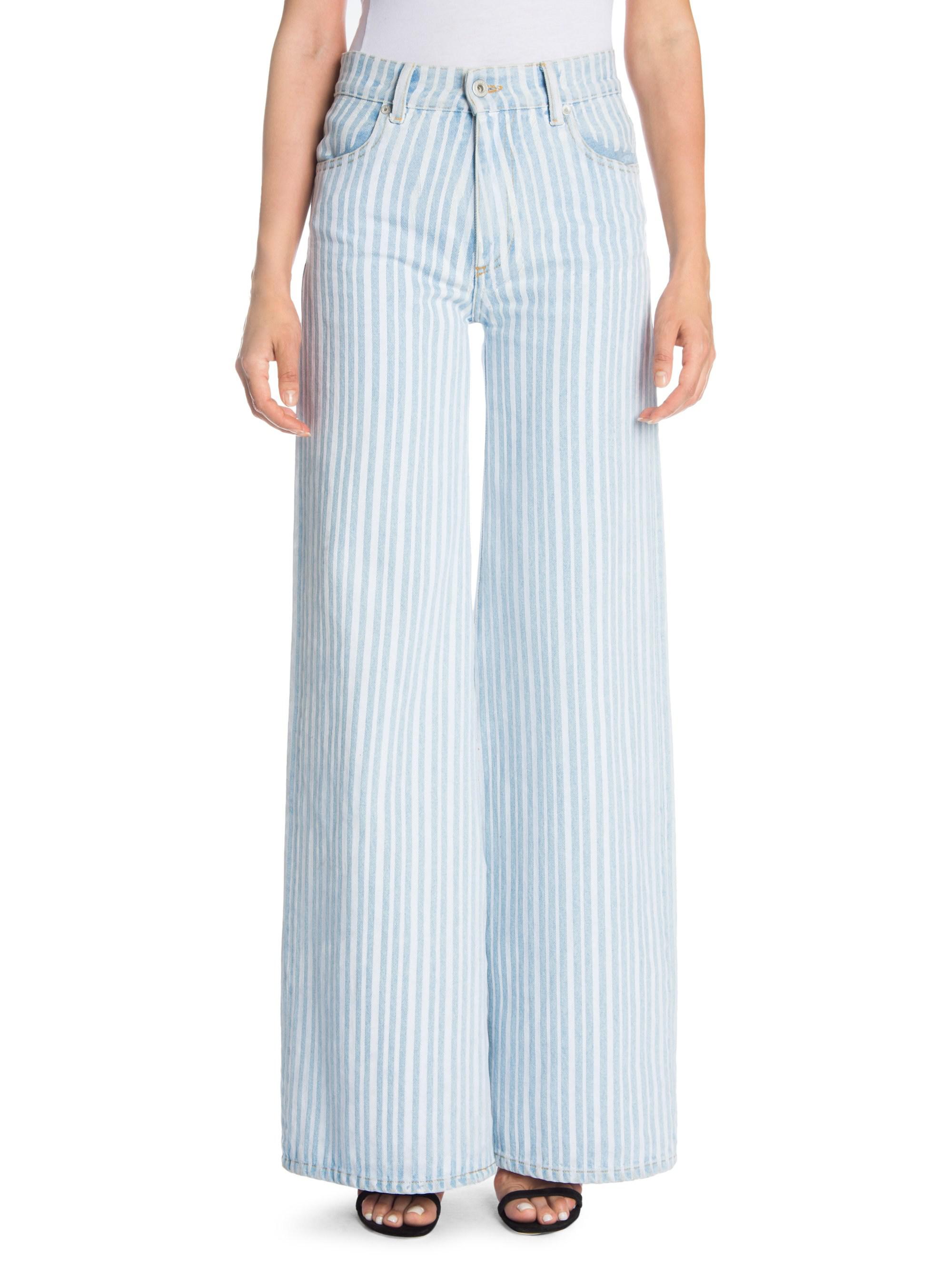 striped wide leg jeans