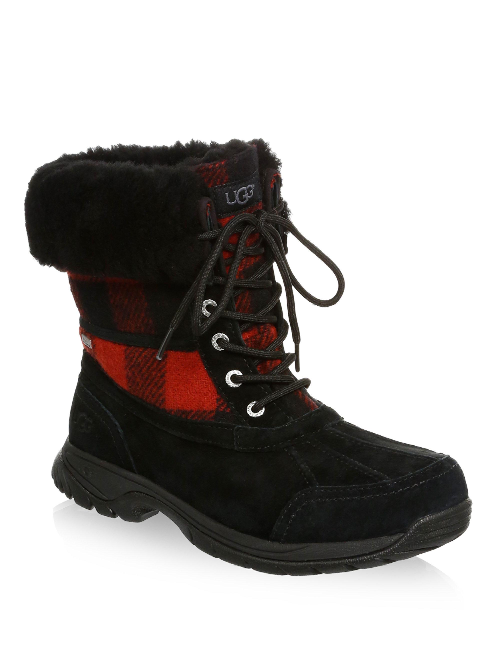 UGG Wool Butte Waterproof Buffalo Check Winter Boots in Black/Red (Black) |  Lyst