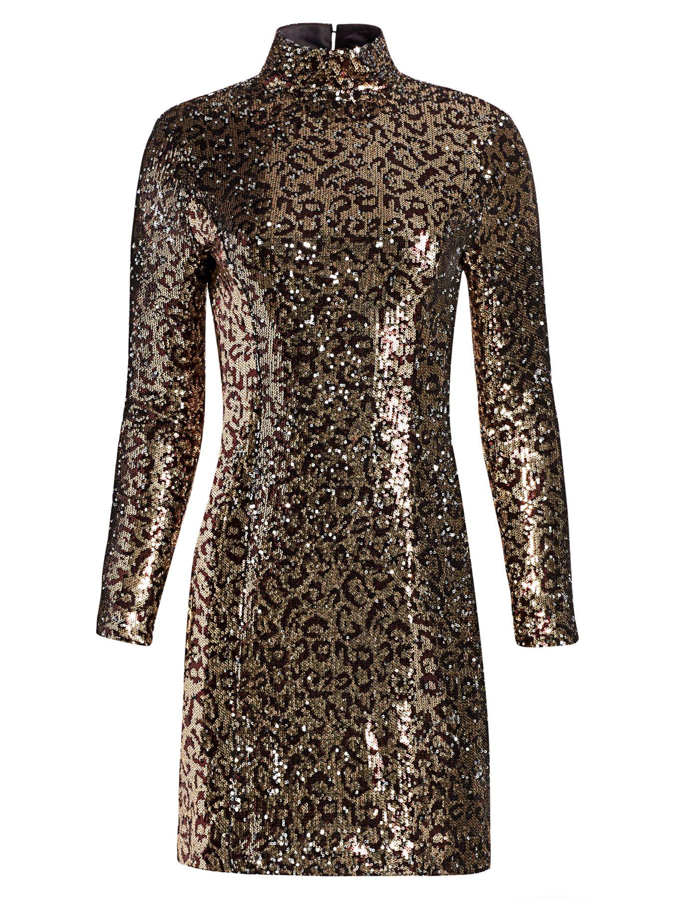 MILLY Synthetic Leopard Sequin Bodycon Mini Dress in Gold Black (Black ...