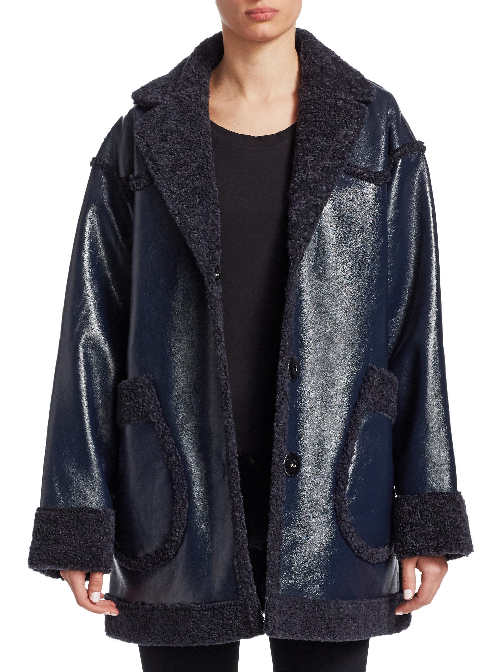reversible faux shearling coat