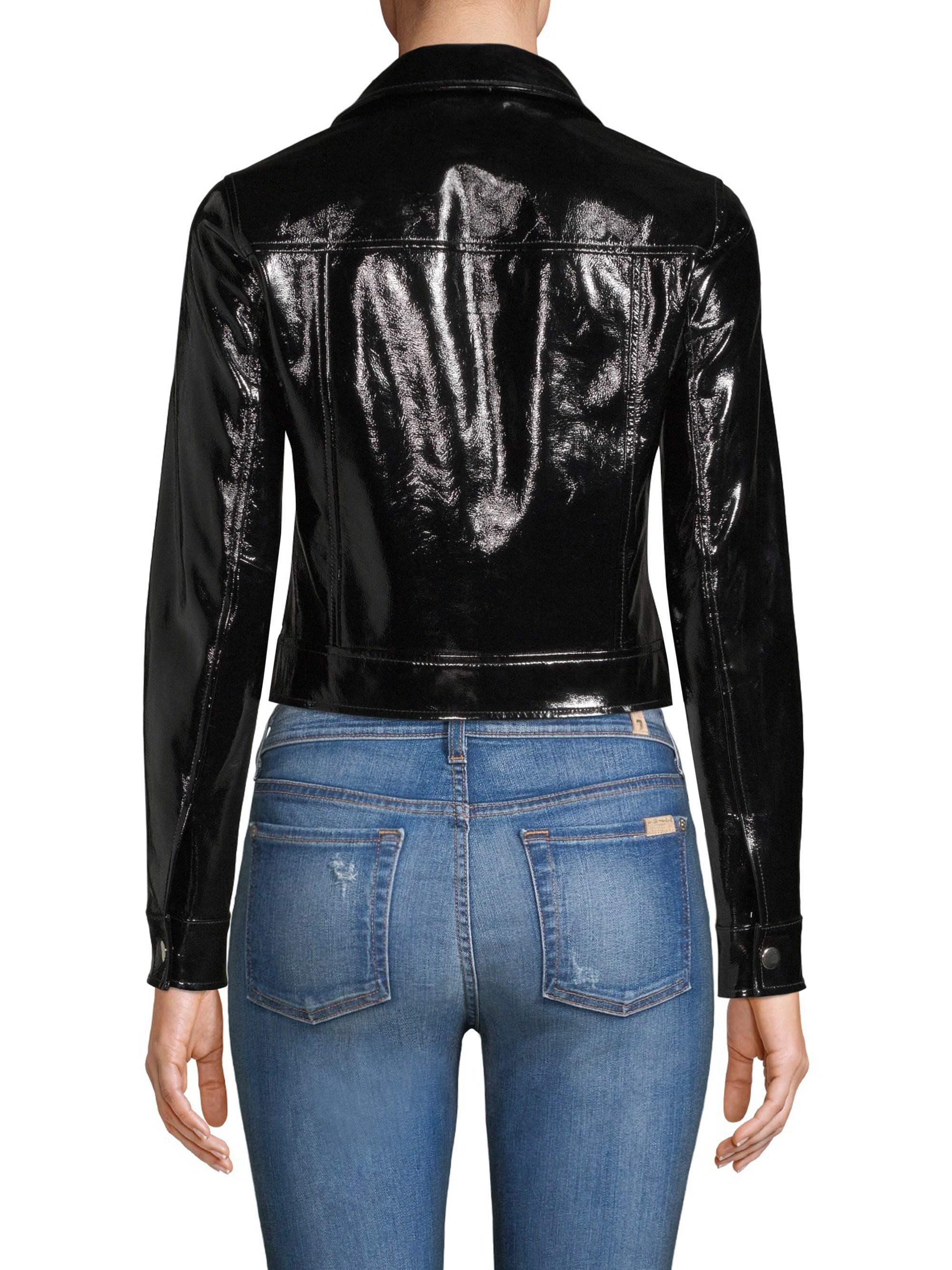 L'Agence Patent Leather Cropped Jacket in Black Lyst