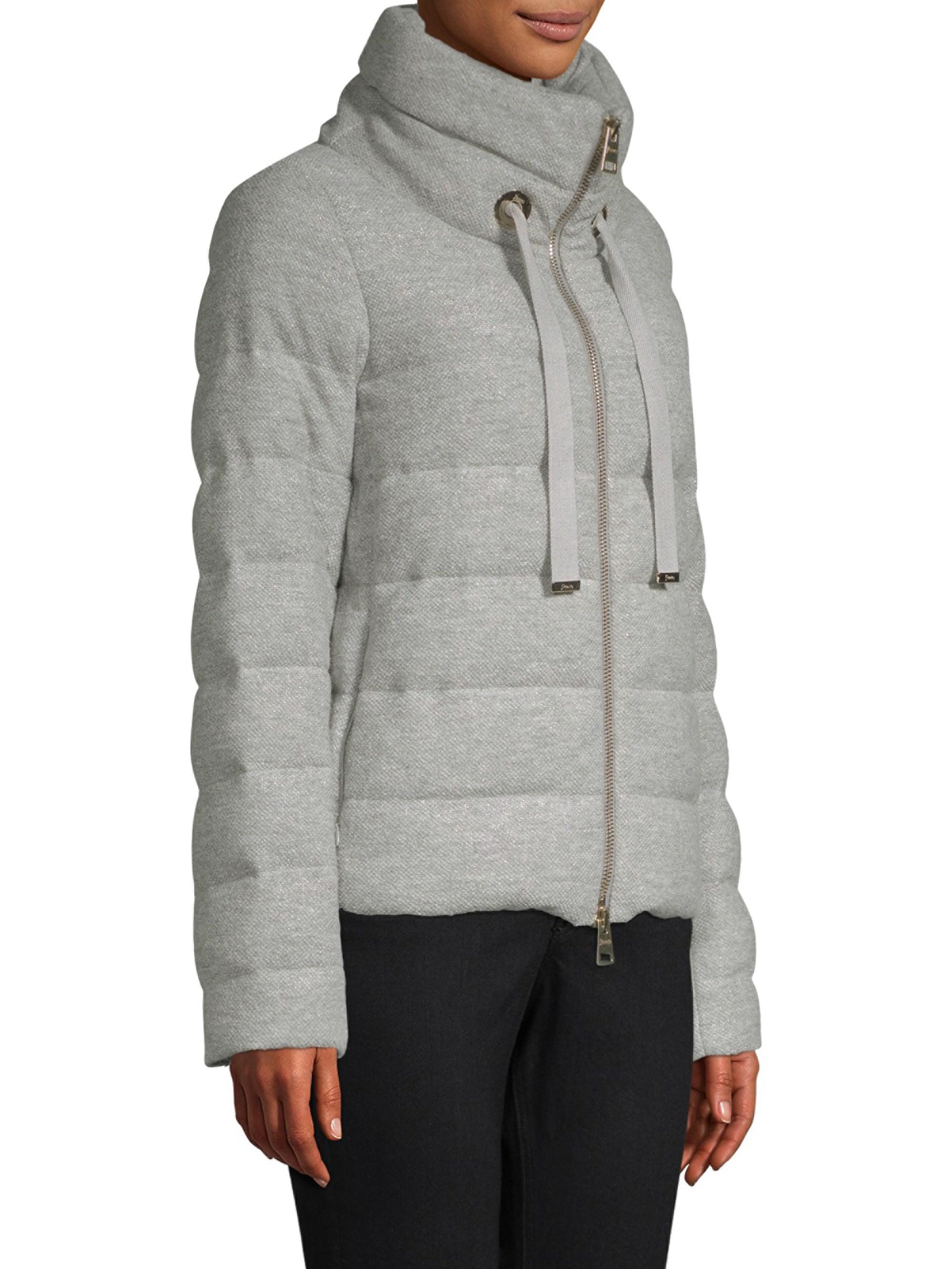 Herno Women's Glow Wool Puffer Coat Light Grey in Gray Lyst