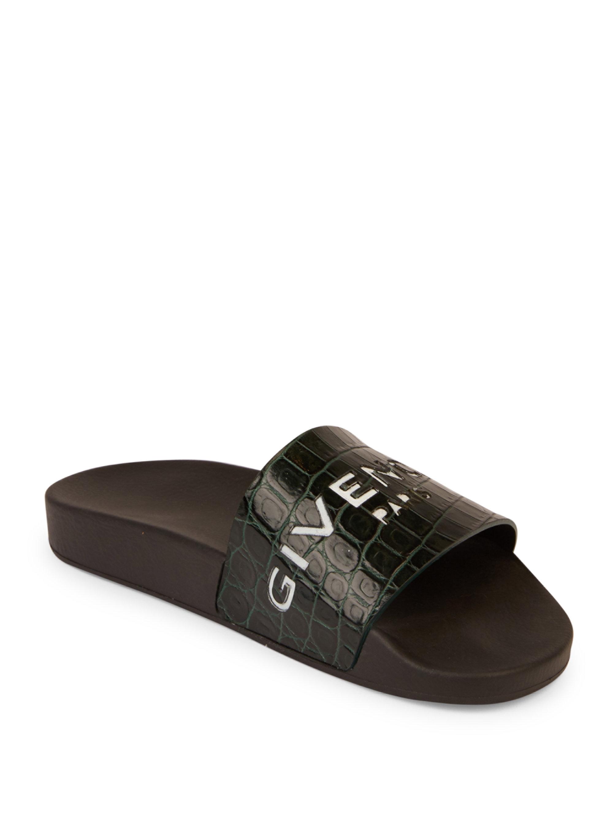 Givenchy Logo Croc-embossed Leather Slides for Men | Lyst