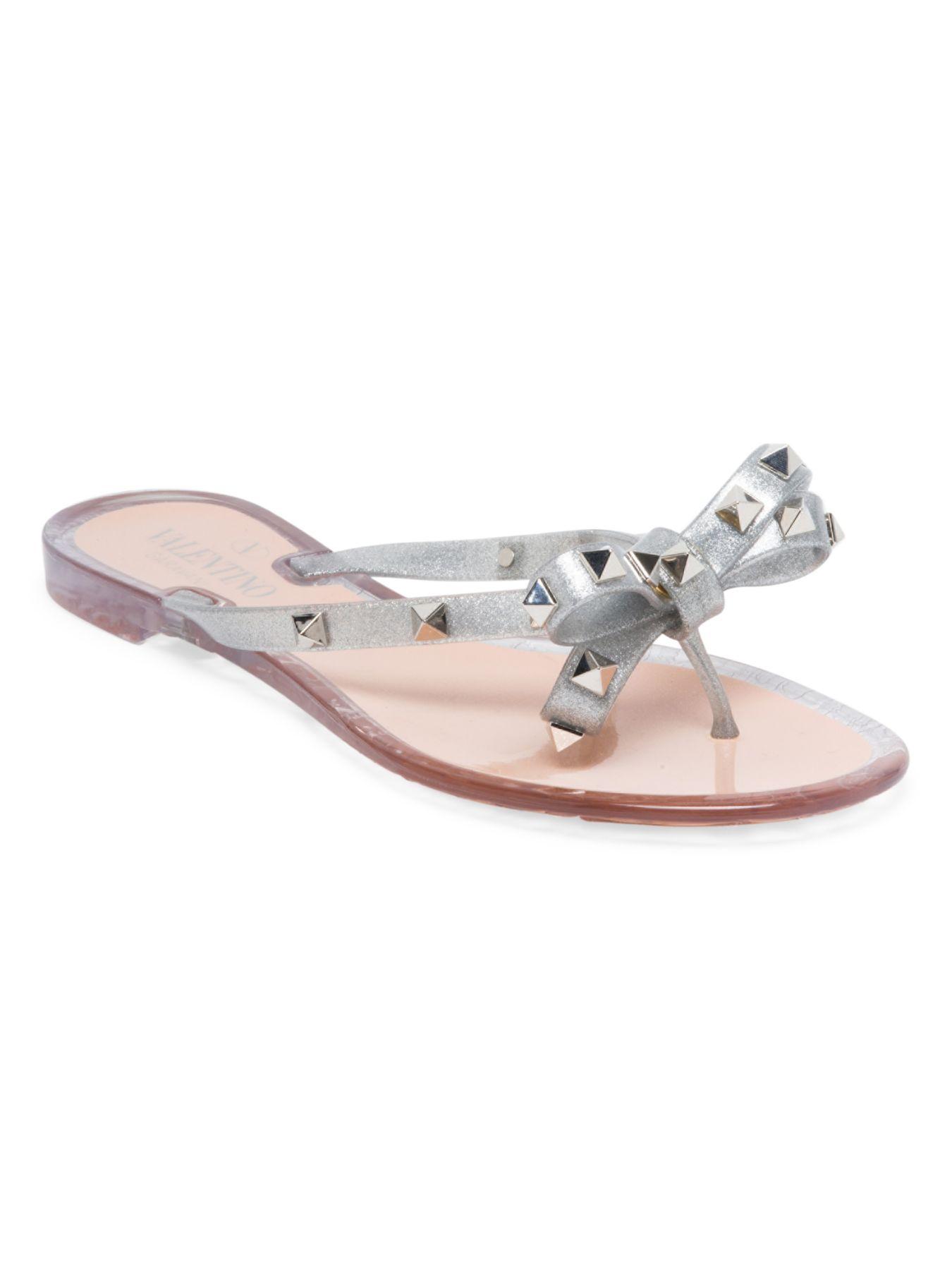 rockstud jelly thong sandals