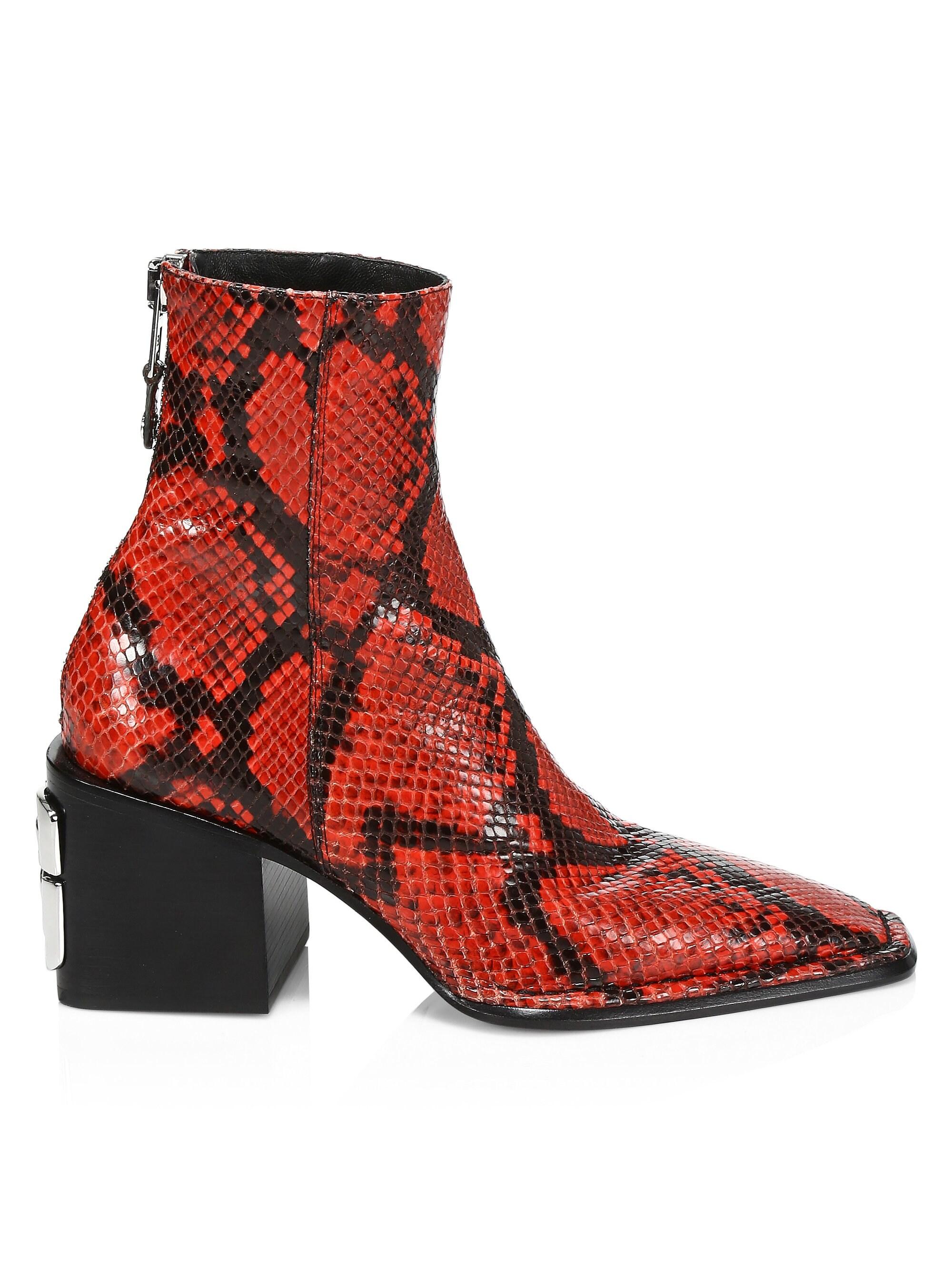 Alexander Wang Parker Square-toe Python-embossed Leather Ankle Boots in ...